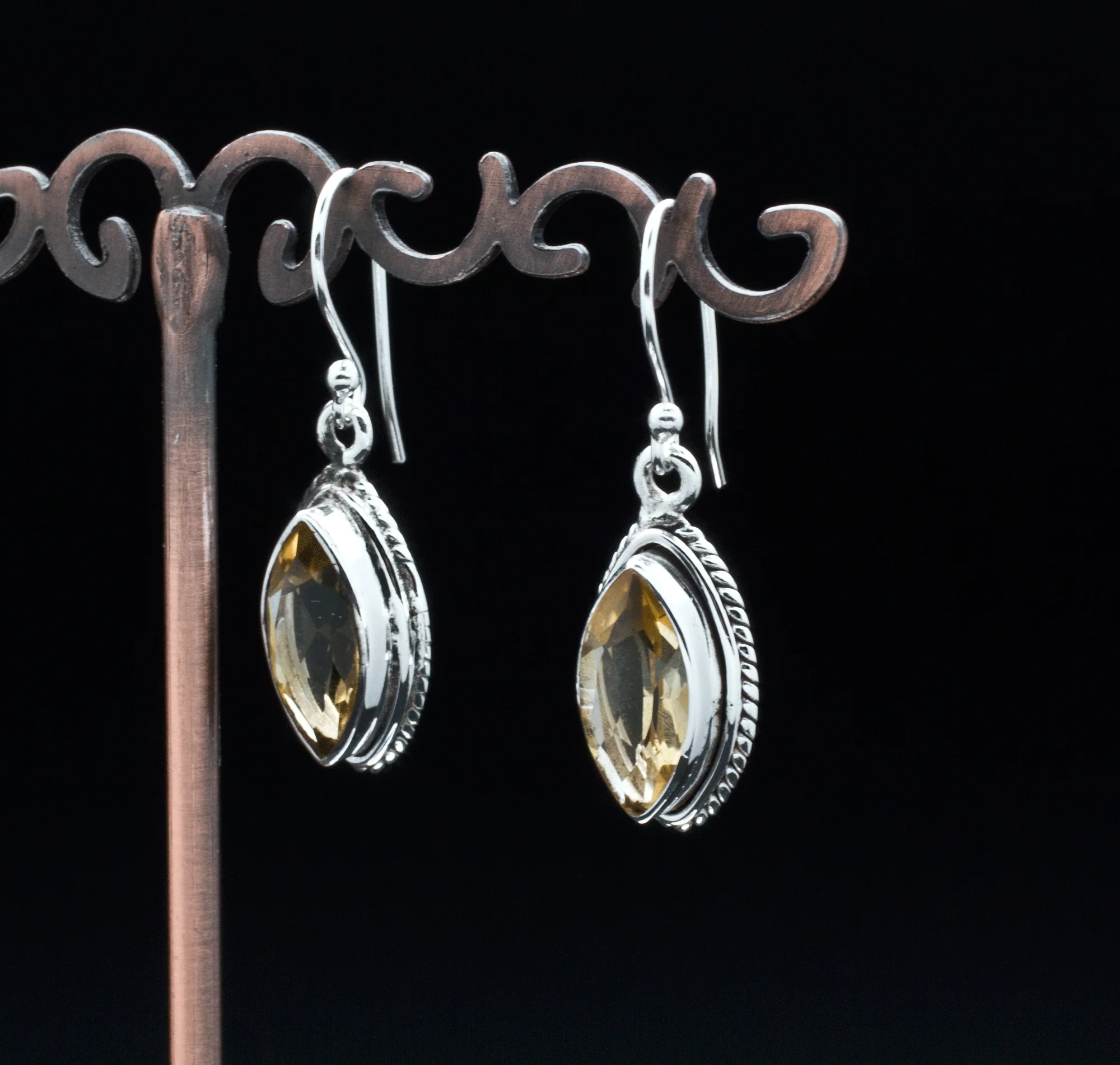 Sterling Silver Faceted Citrine Earrings - Image 2