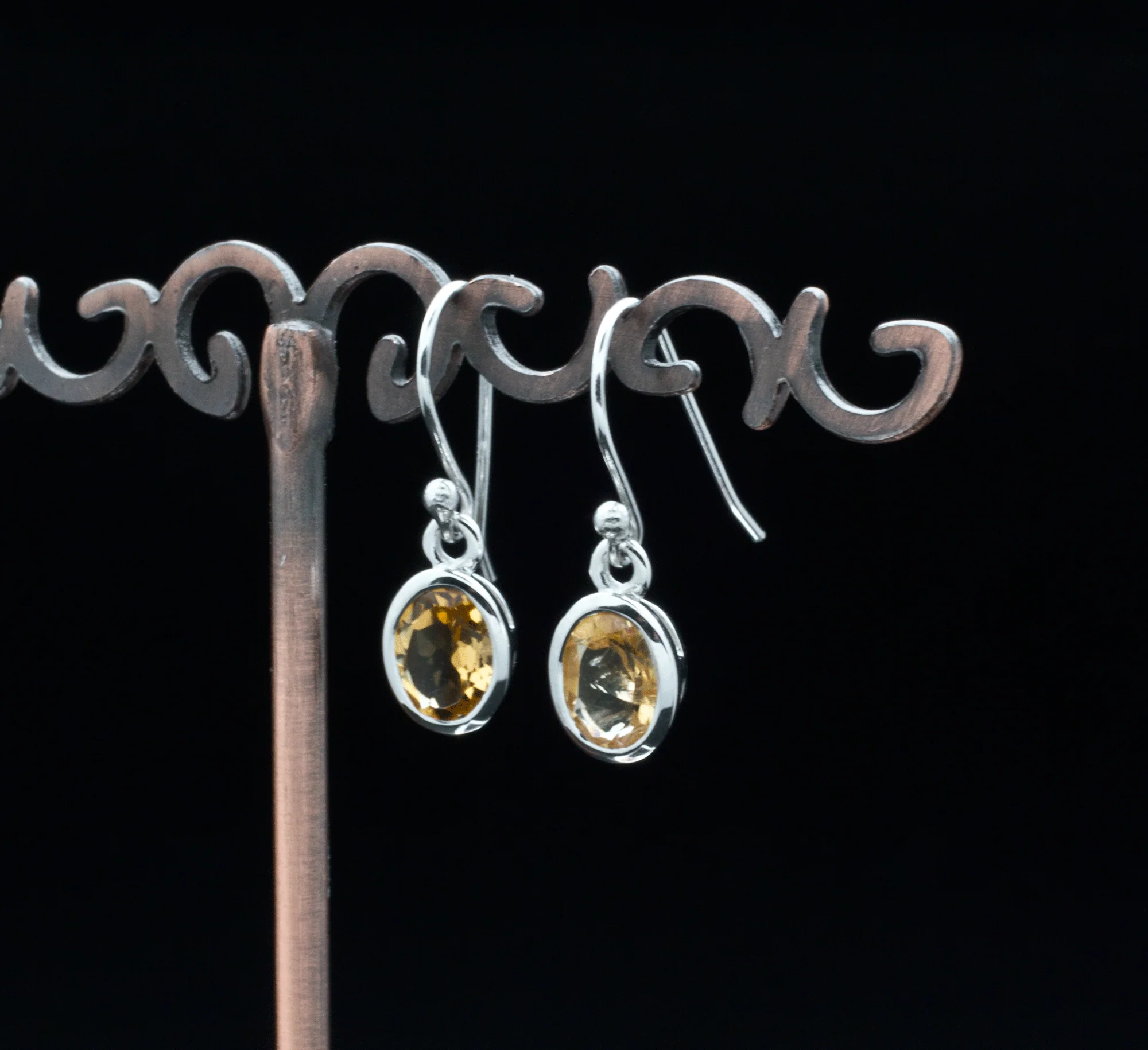 Sterling Silver Faceted Citrine Earrings - Image 2
