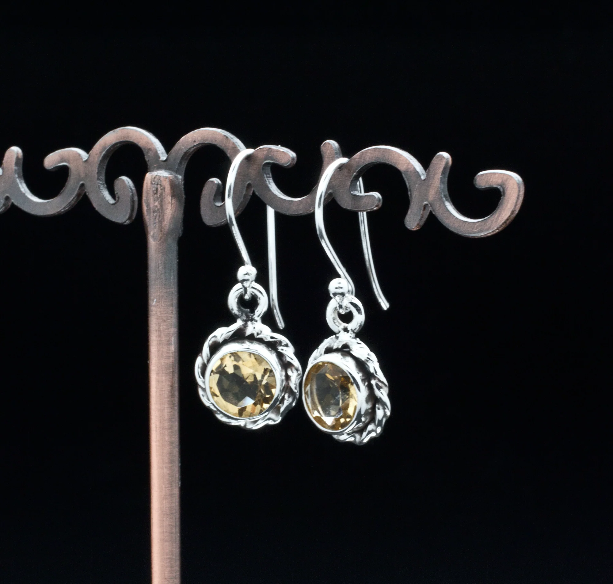 Sterling Silver Faceted Citrine Earrings - Image 2