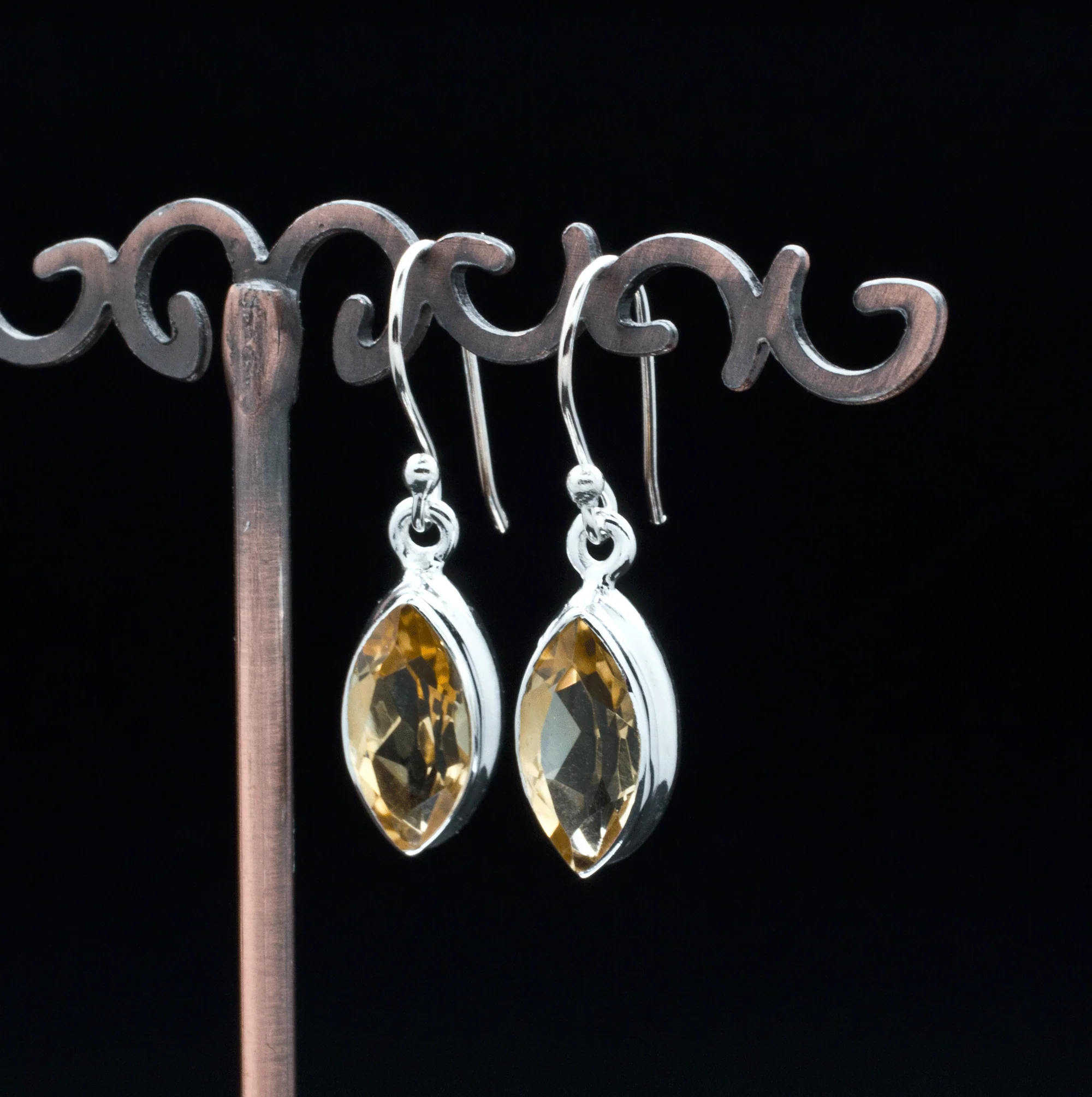 Sterling Silver Faceted Citrine Earrings - Image 2