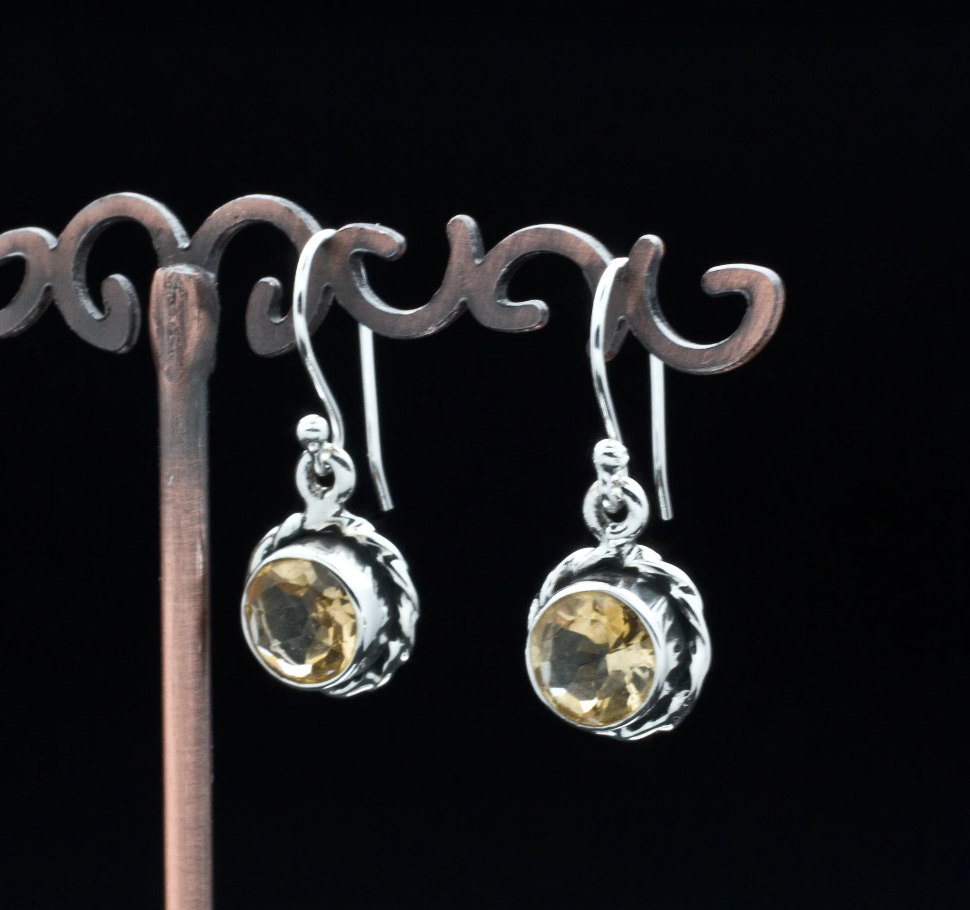 Sterling Silver Faceted Citrine Earrings - Image 2