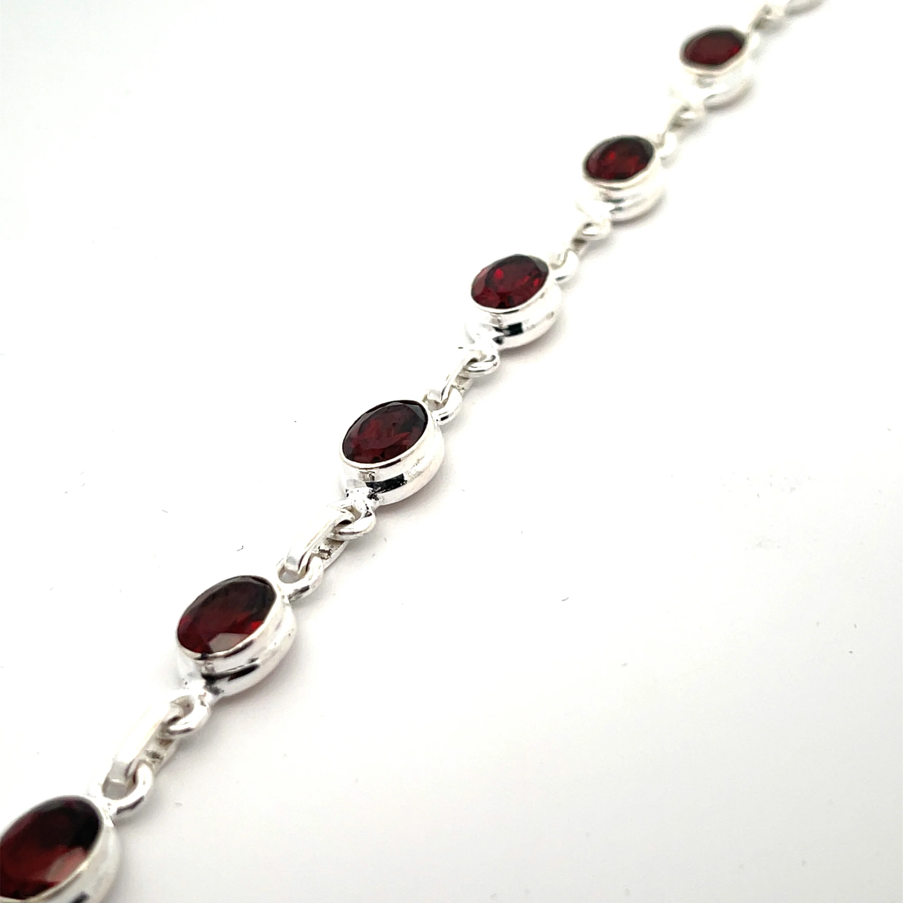 Sterling Silver Faceted Garnet Bracelet - Image 2