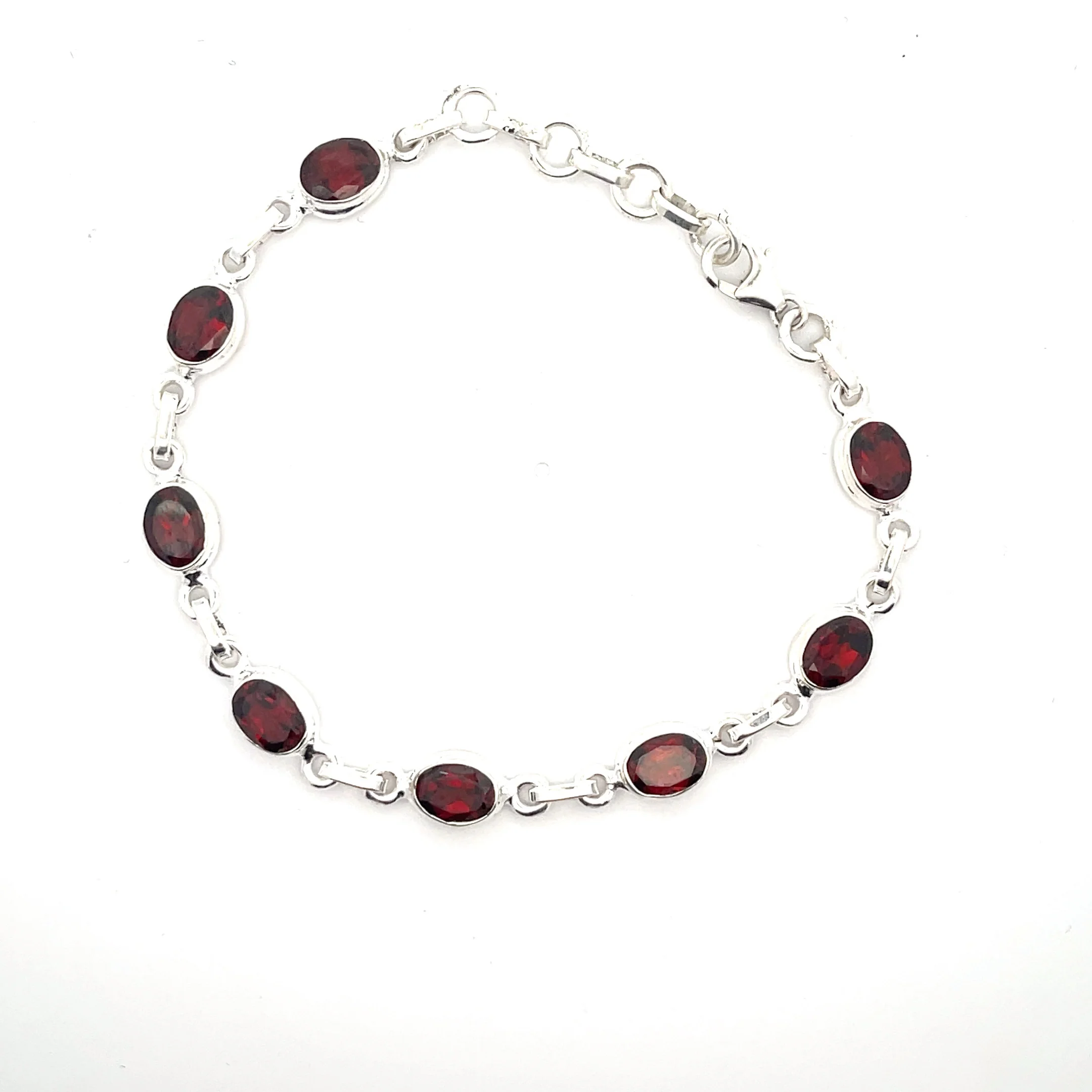 Sterling Silver Faceted Garnet Bracelet - Image 3