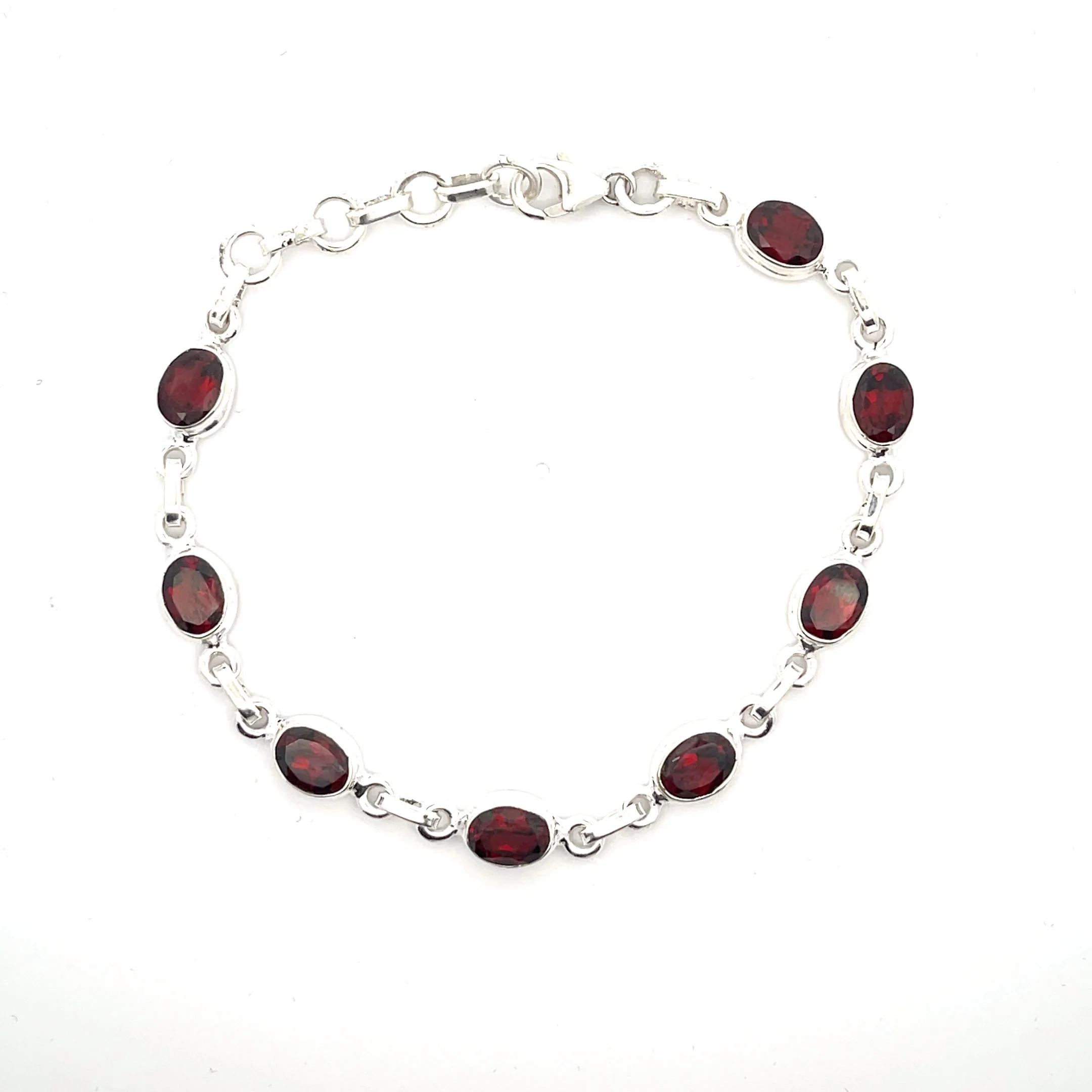 Sterling Silver Faceted Garnet Bracelet - Image 4