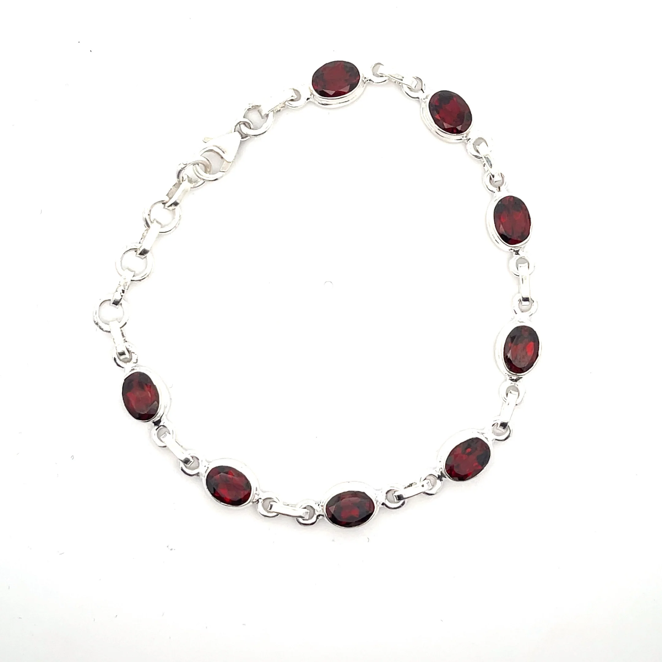 Sterling Silver Faceted Garnet Bracelet - Image 5