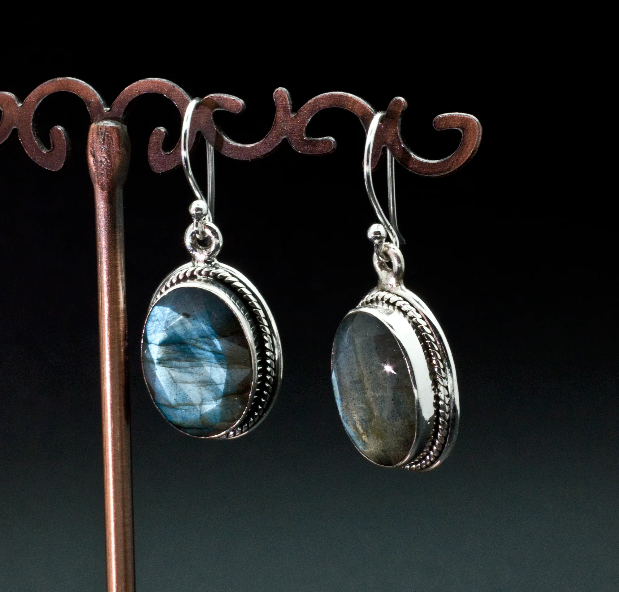 Sterling Silver Faceted Labradorite Earrings - Image 2