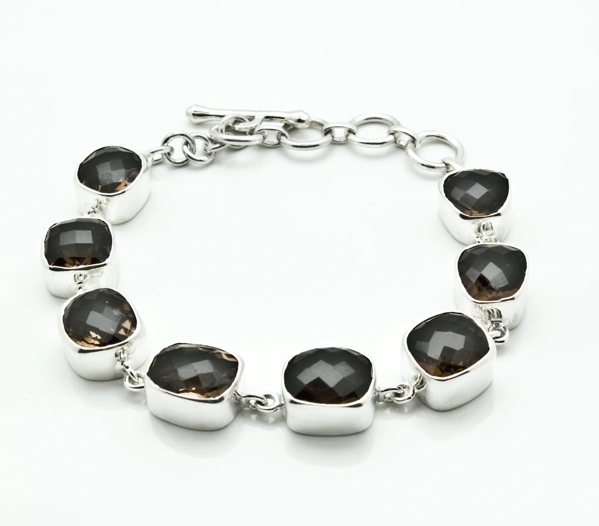 Sterling Silver Faceted Smoky Quartz Bracelet - Image 3