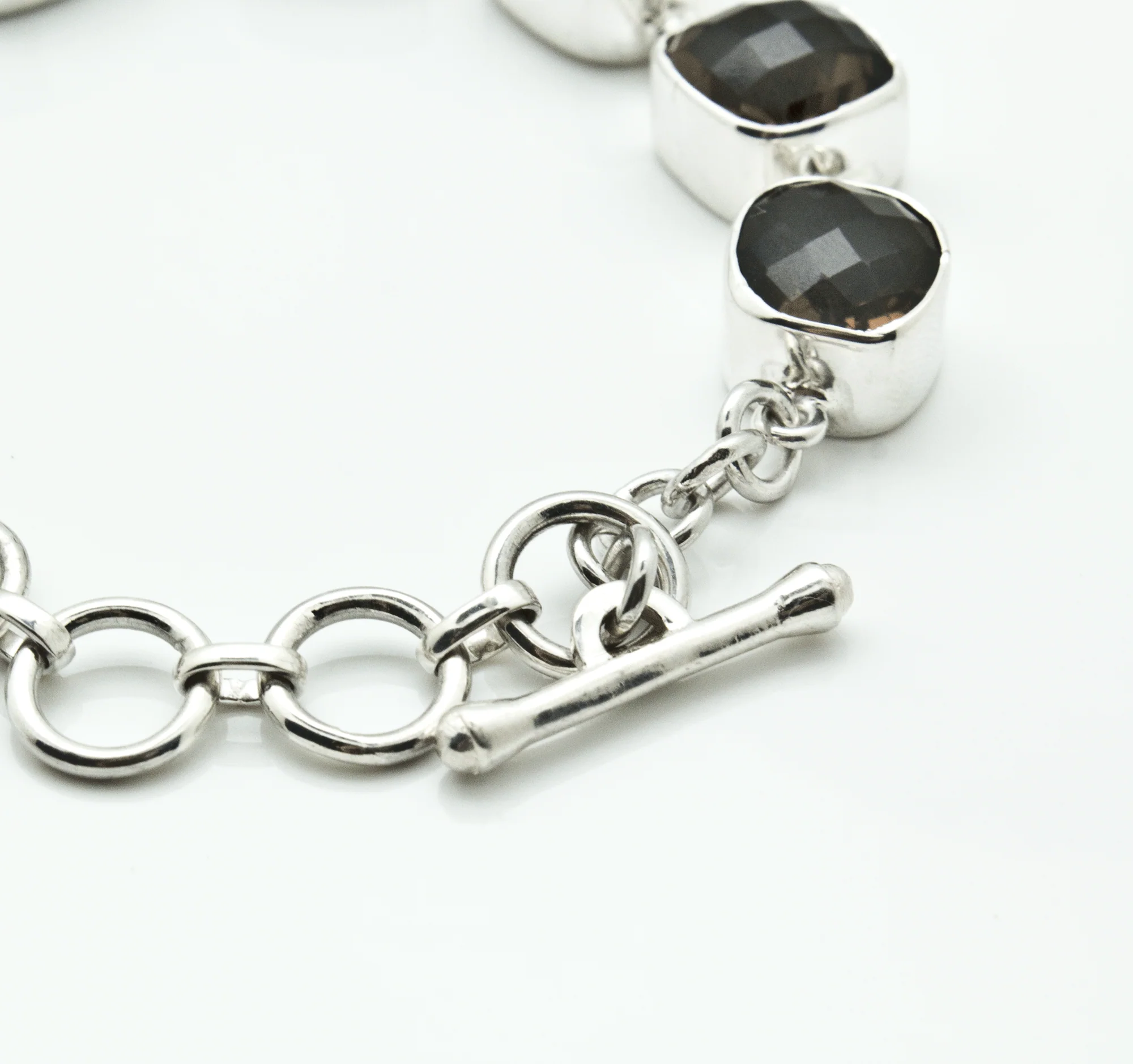 Sterling Silver Faceted Smoky Quartz Bracelet - Image 4