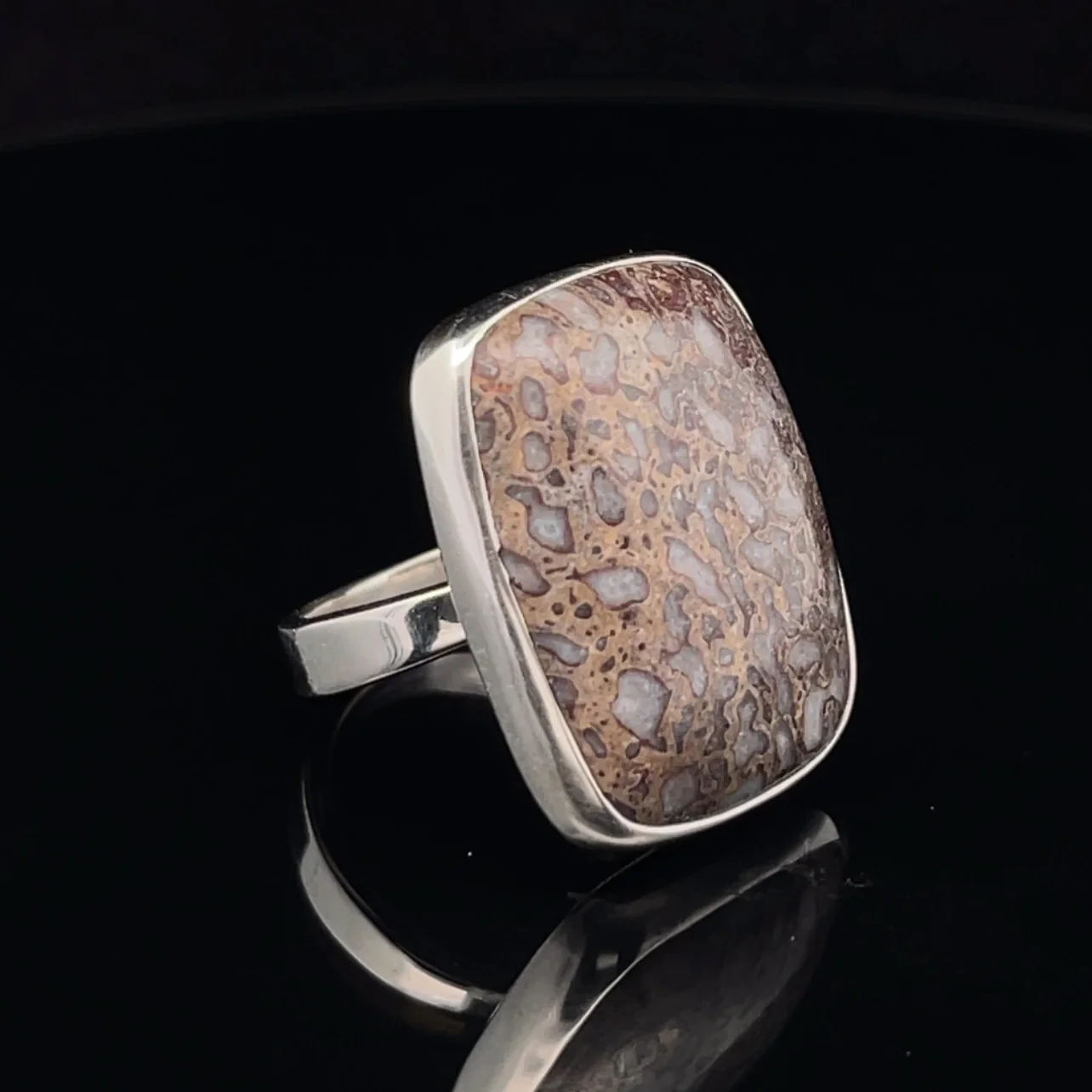 Sterling Silver Fossil Dinosaur Bone Ring Adjustable - Image 2