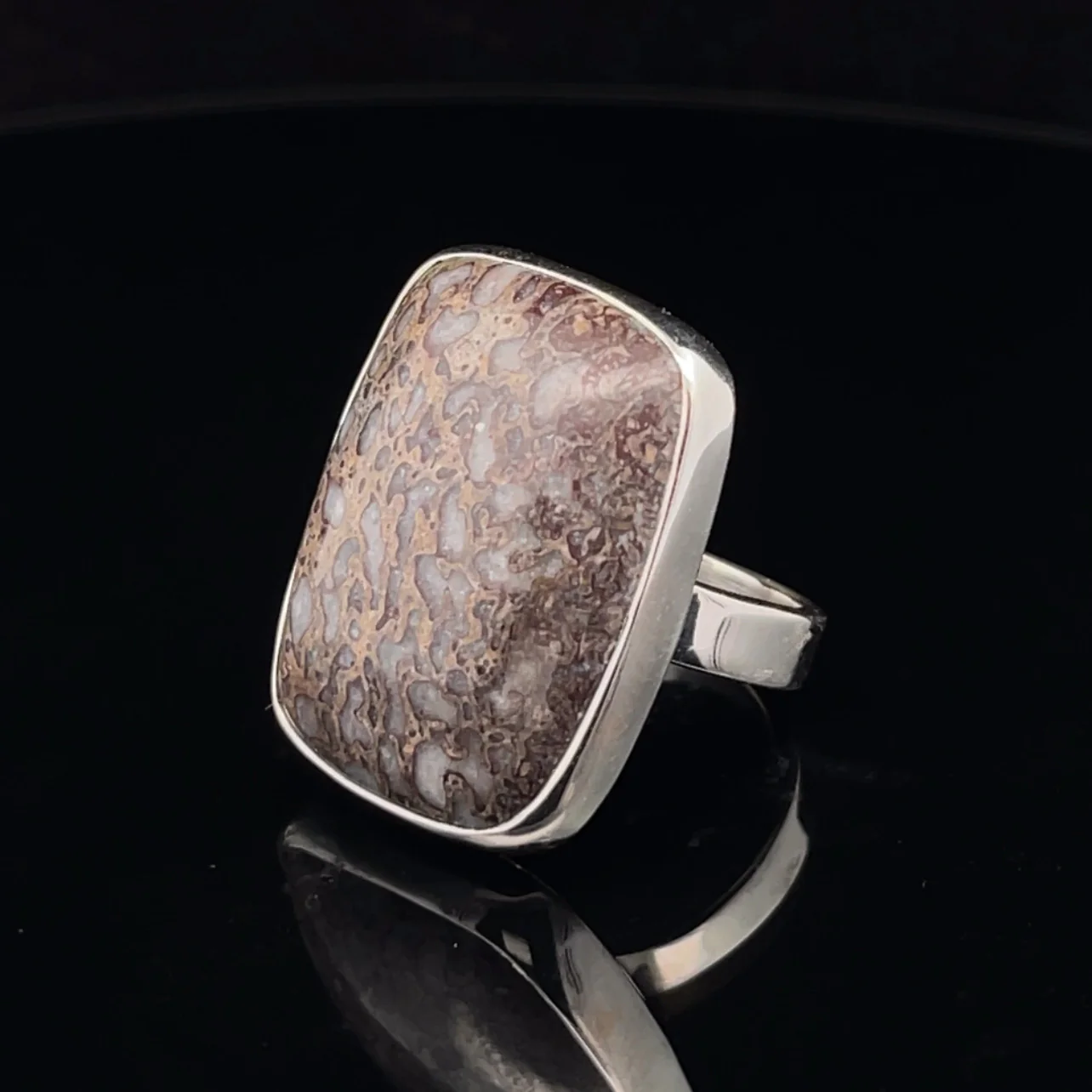 Sterling Silver Fossil Dinosaur Bone Ring Adjustable - Image 3