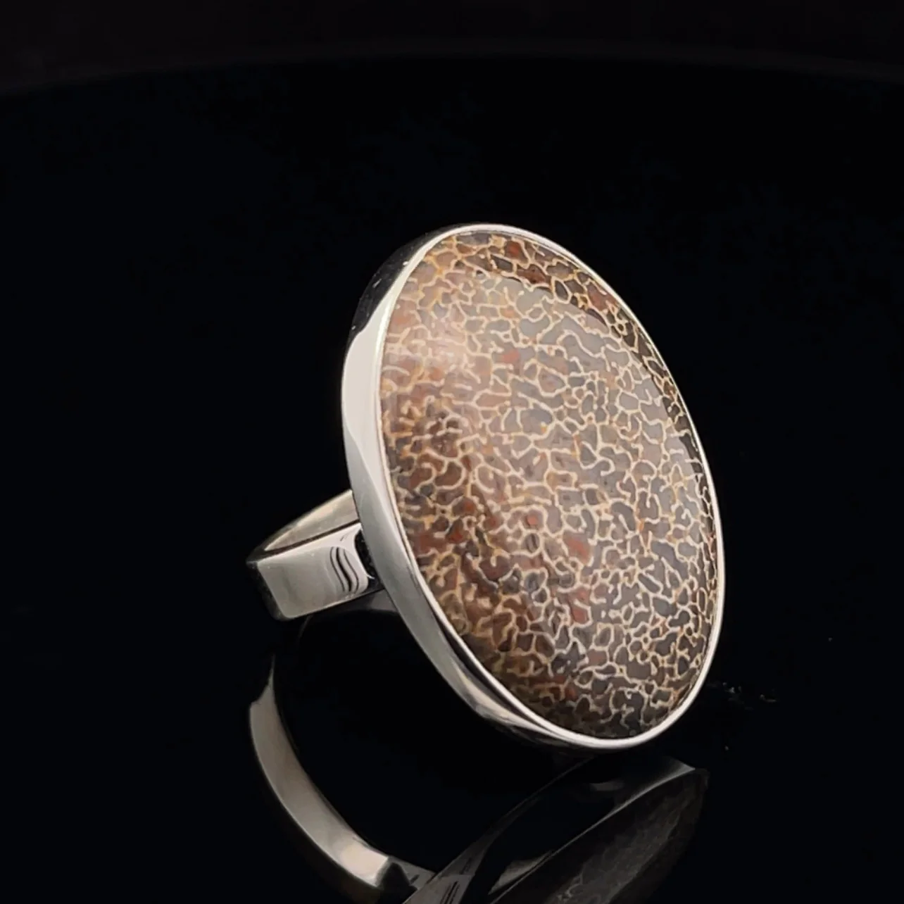 Sterling Silver Fossil Dinosaur Bone Ring Adjustable - Image 2