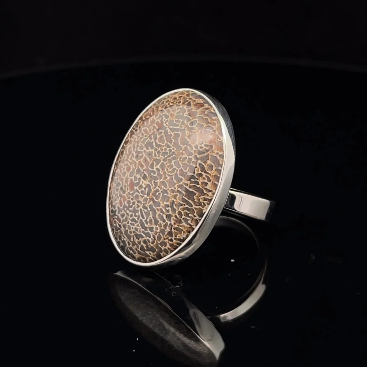 Sterling Silver Fossil Dinosaur Bone Ring Adjustable - Image 3