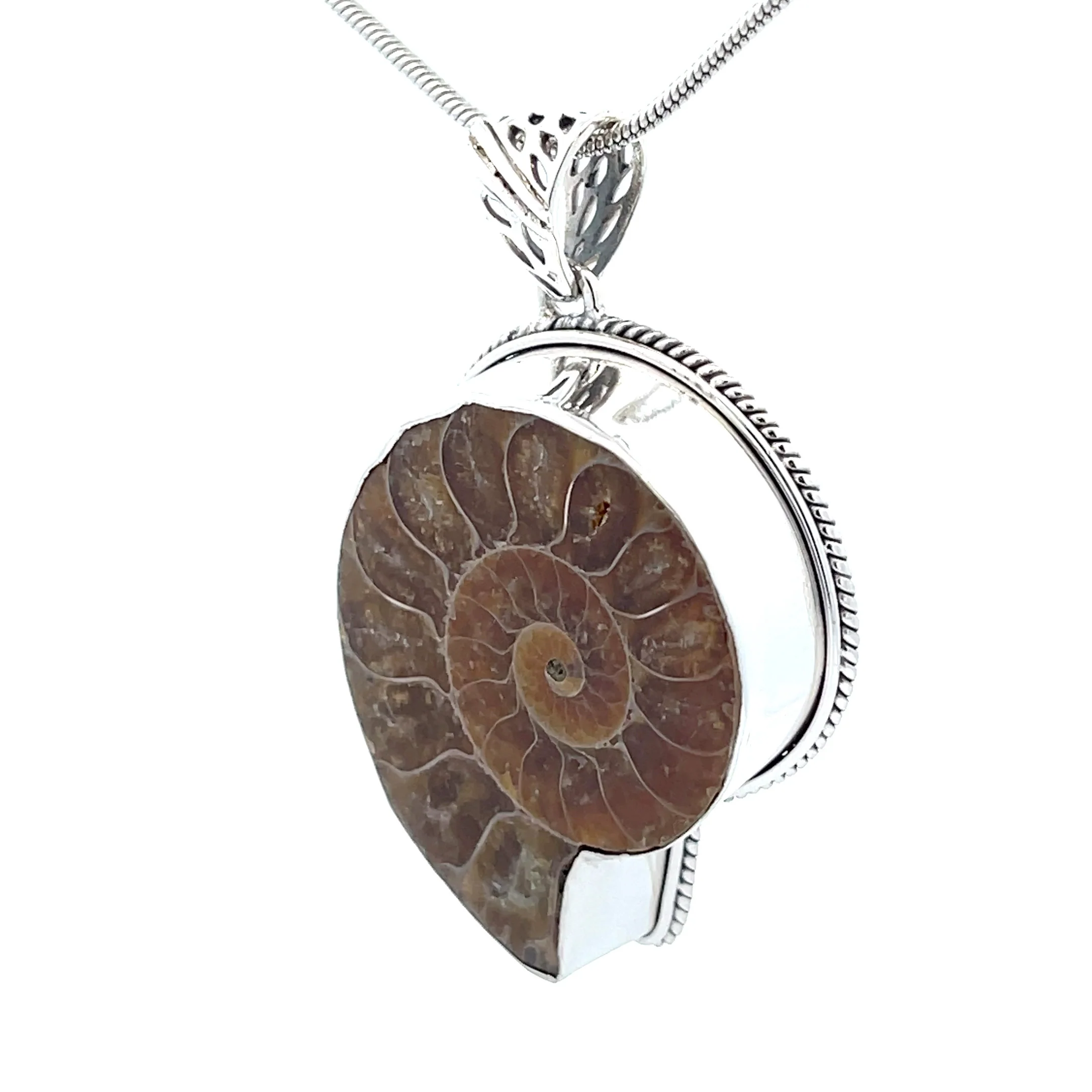 Sterling Silver Fossilized Ammonite Pendant - Image 3