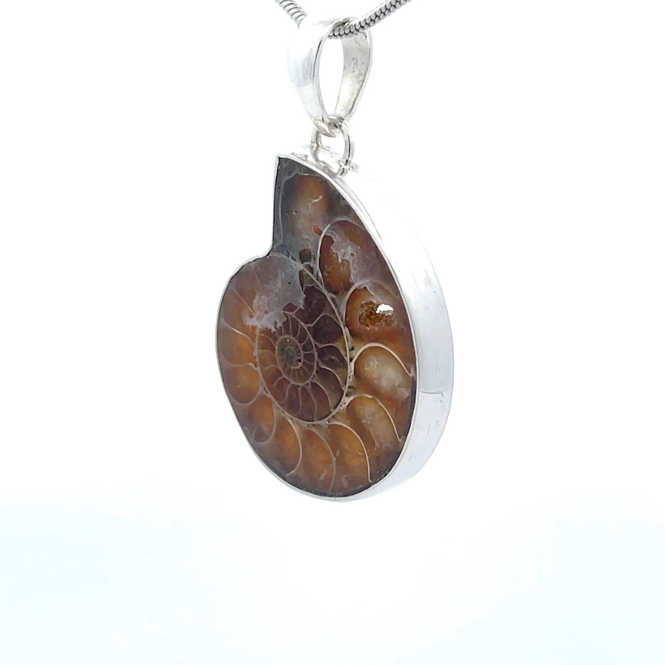 Sterling Silver Fossilized Ammonite Pendant - Image 3