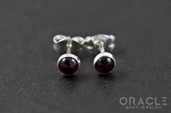 Sterling Silver Garnet Earrings - Image 2