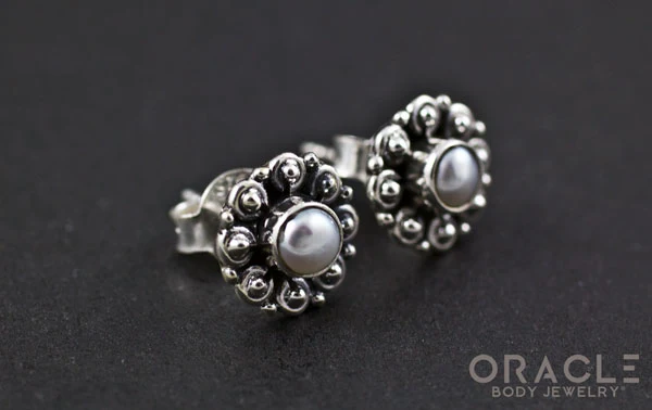 Sterling Silver Genuine Pearl Earrings - Image 2