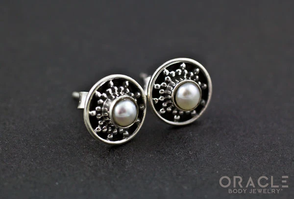 Sterling Silver Genuine Pearl Earrings. - Image 2