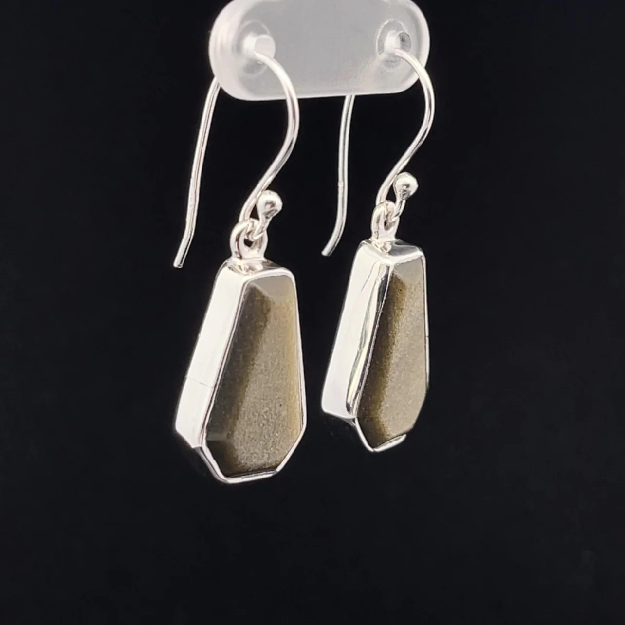 Sterling Silver Gold Obsidian Earrings - Image 2