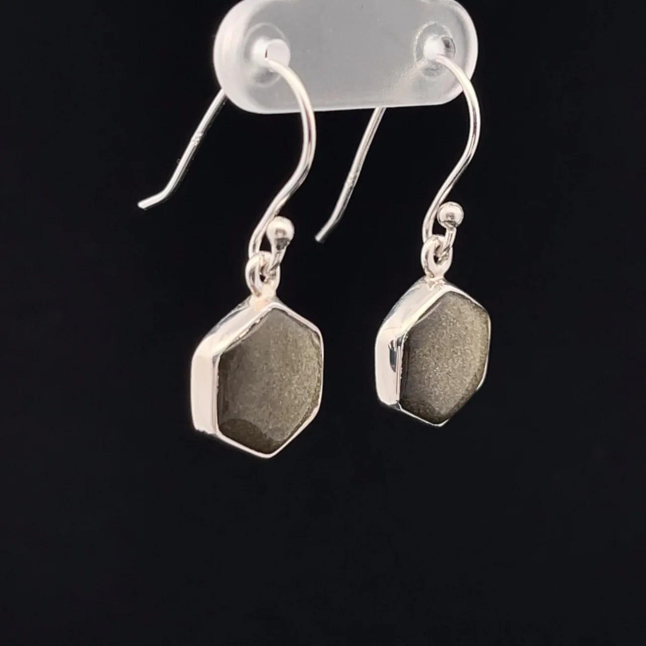 Sterling Silver Gold Obsidian Earrings - Image 2