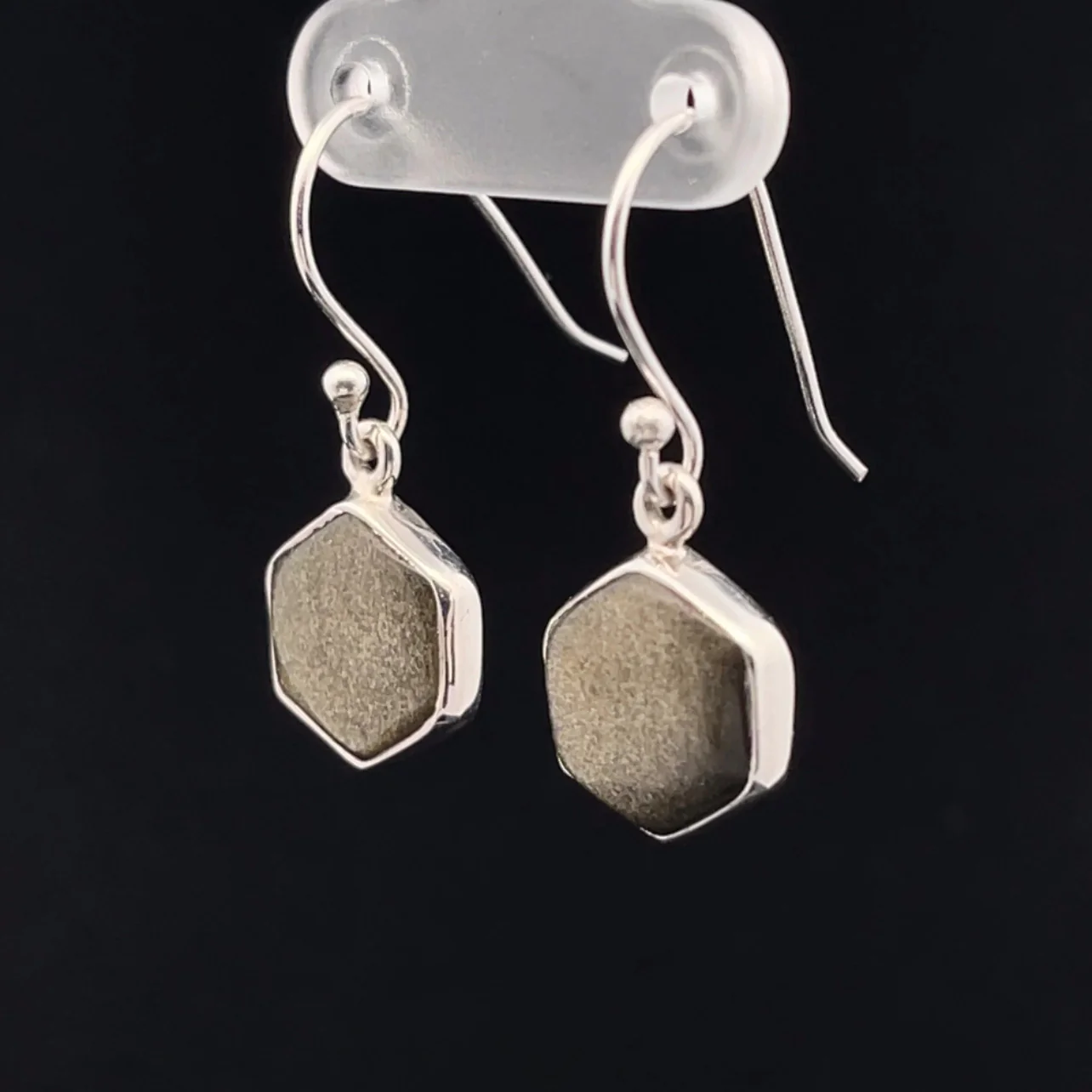 Sterling Silver Gold Obsidian Earrings - Image 3