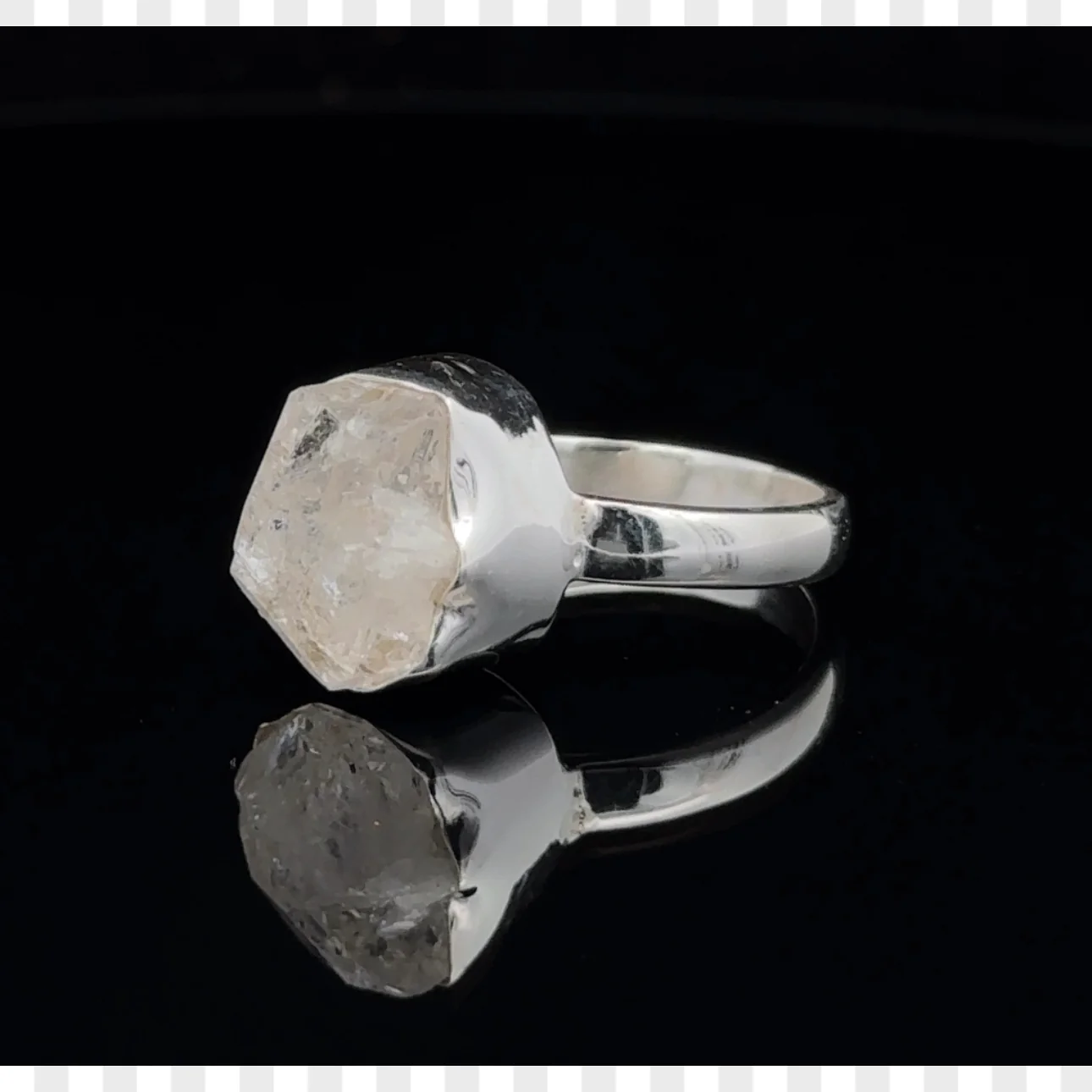 Sterling Silver Herkimer Diamond Ring Size 8 - Image 3