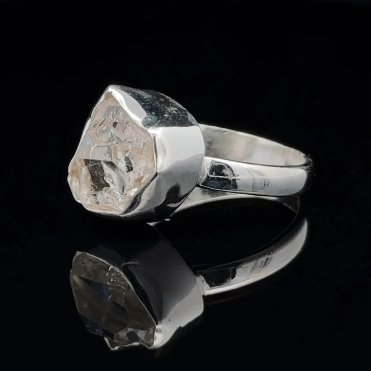 Sterling Silver Herkimer Diamond Ring Size 8 - Image 3