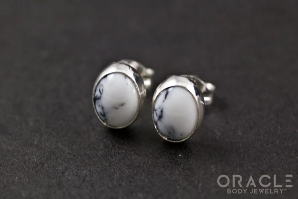 Sterling Silver Howlite Earrings - Image 2