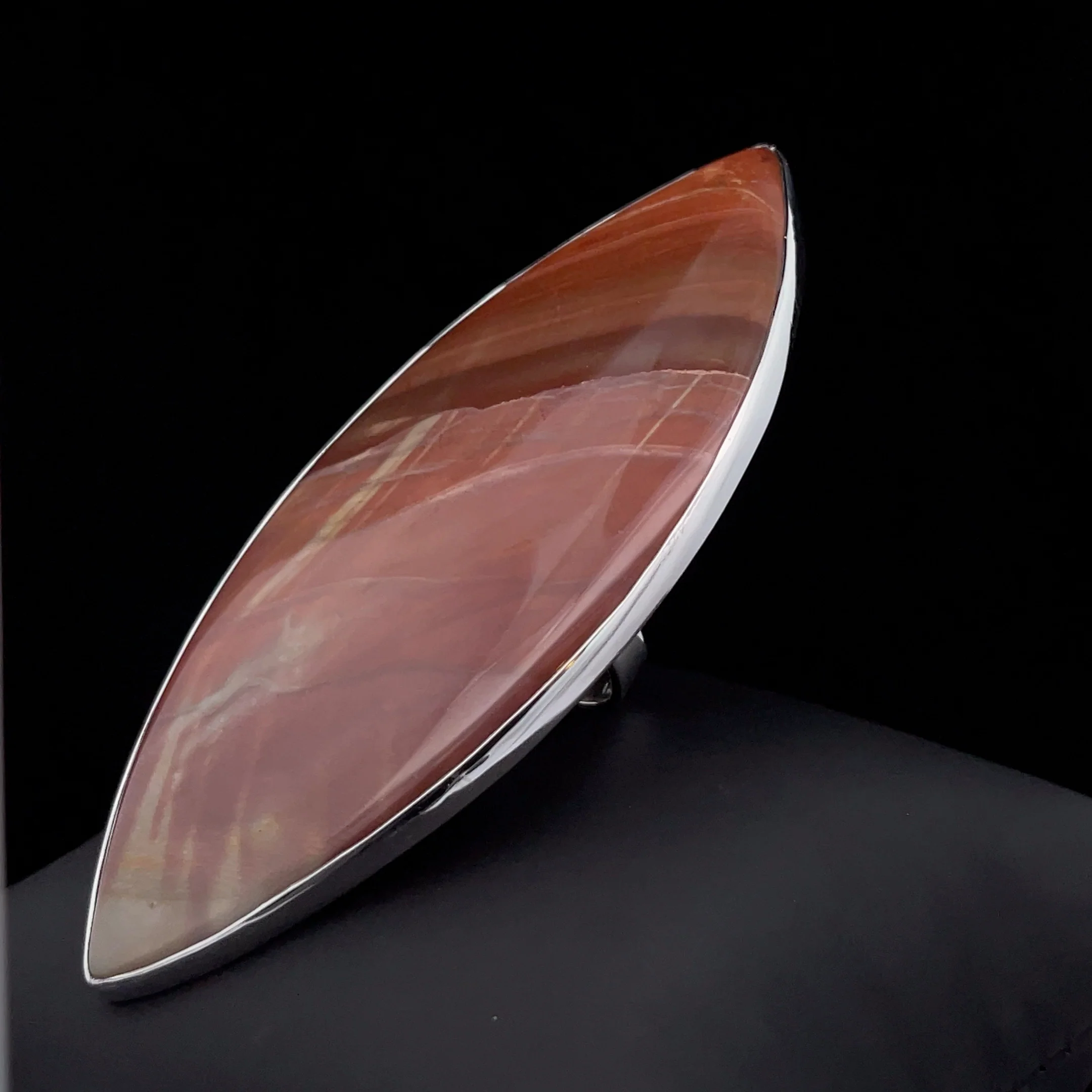 Sterling Silver Huge Polychrome Jasper Ring Adjustable - Image 3