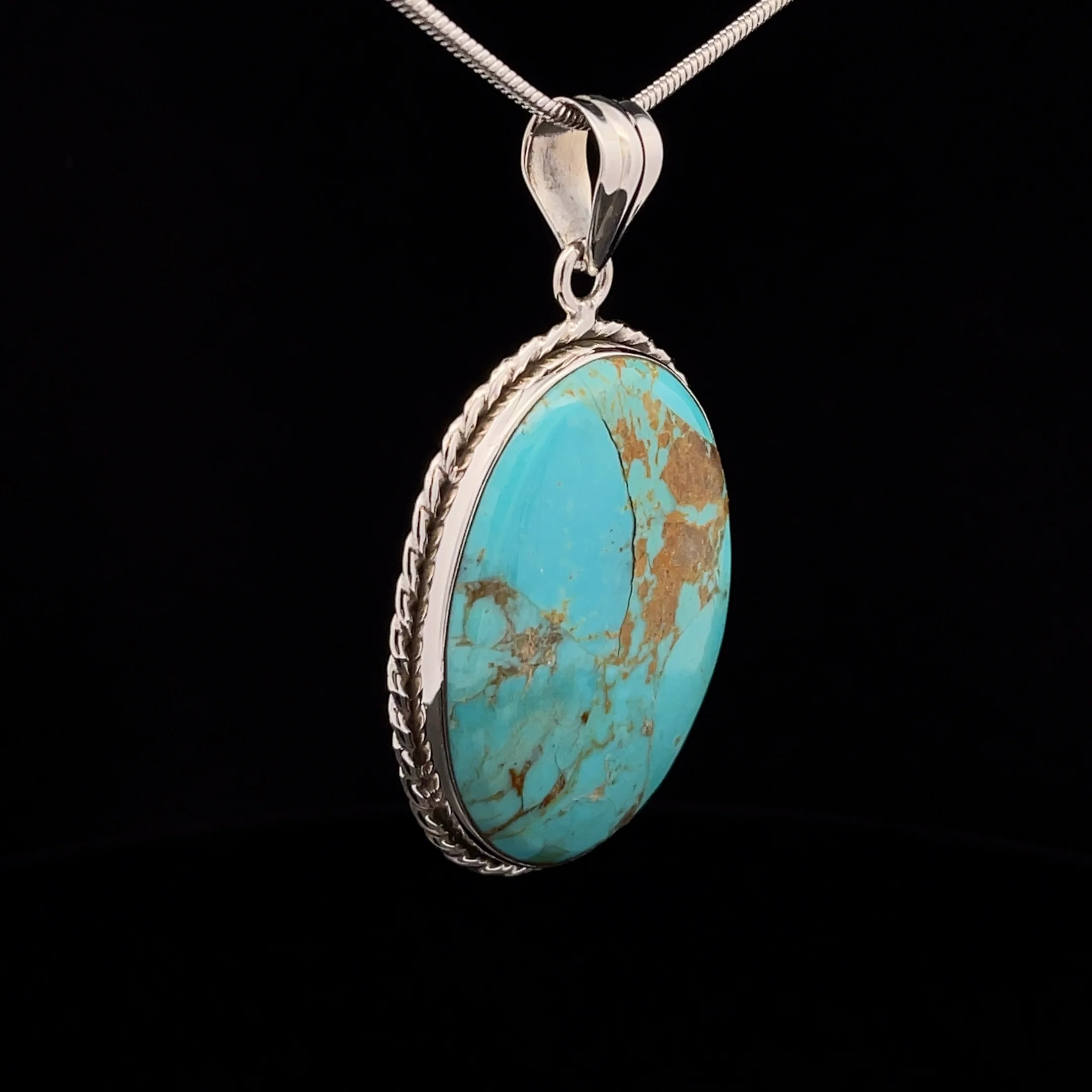 Sterling Silver Kingman Turquoise Pendant - Image 2
