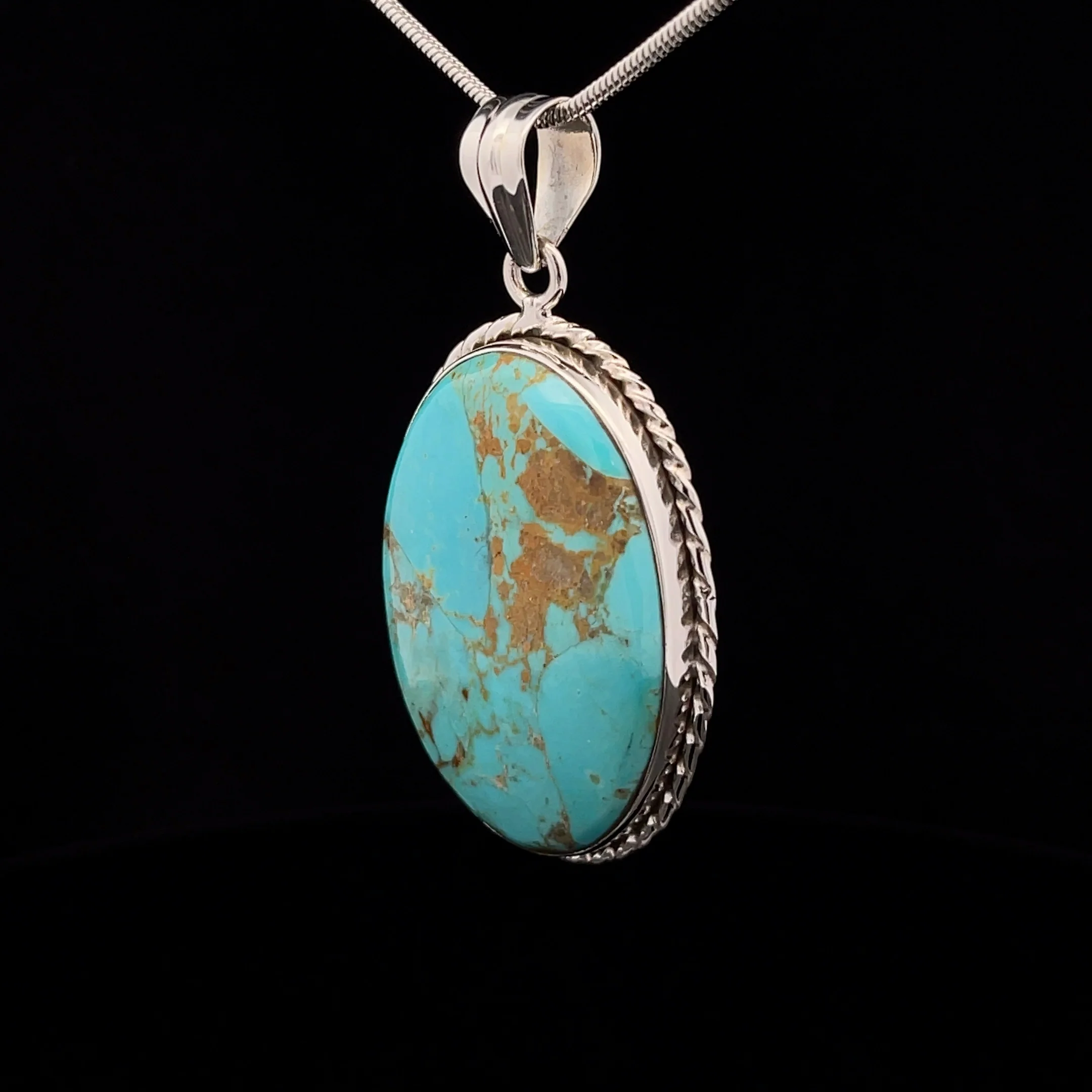 Sterling Silver Kingman Turquoise Pendant - Image 3