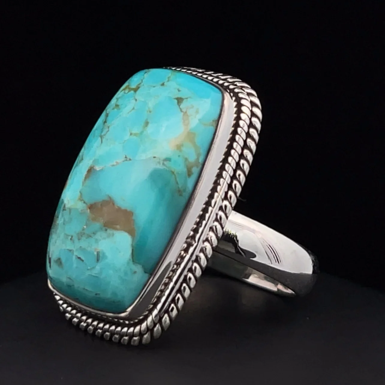 Sterling Silver Kingman Turquoise Ring Size 7 - Image 3