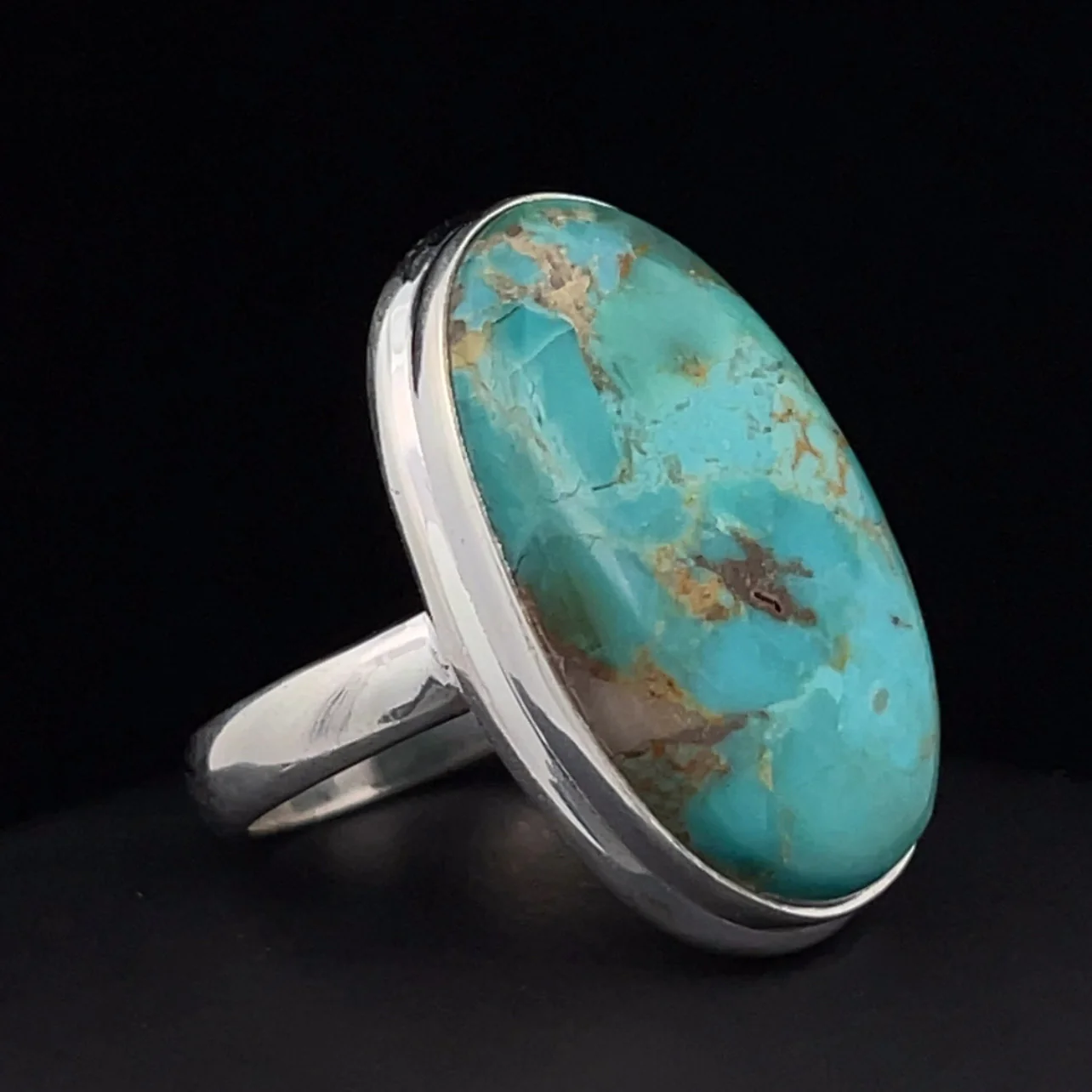 Sterling Silver Kingman Turquoise Ring Size 7 - Image 2