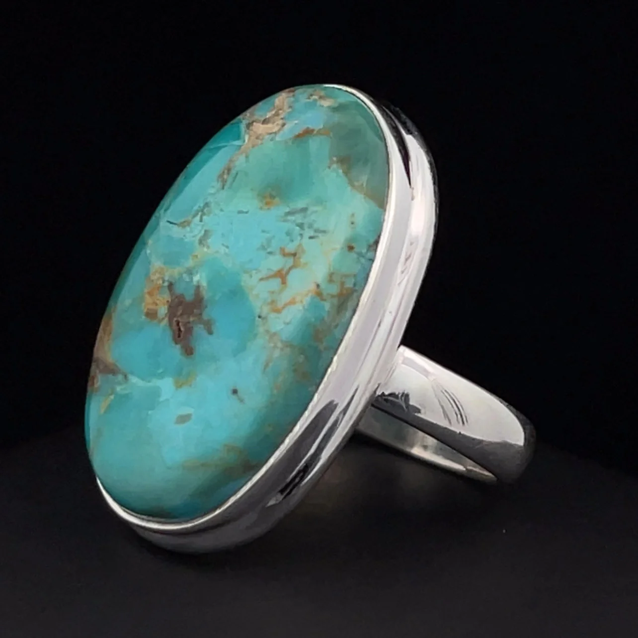 Sterling Silver Kingman Turquoise Ring Size 7 - Image 3
