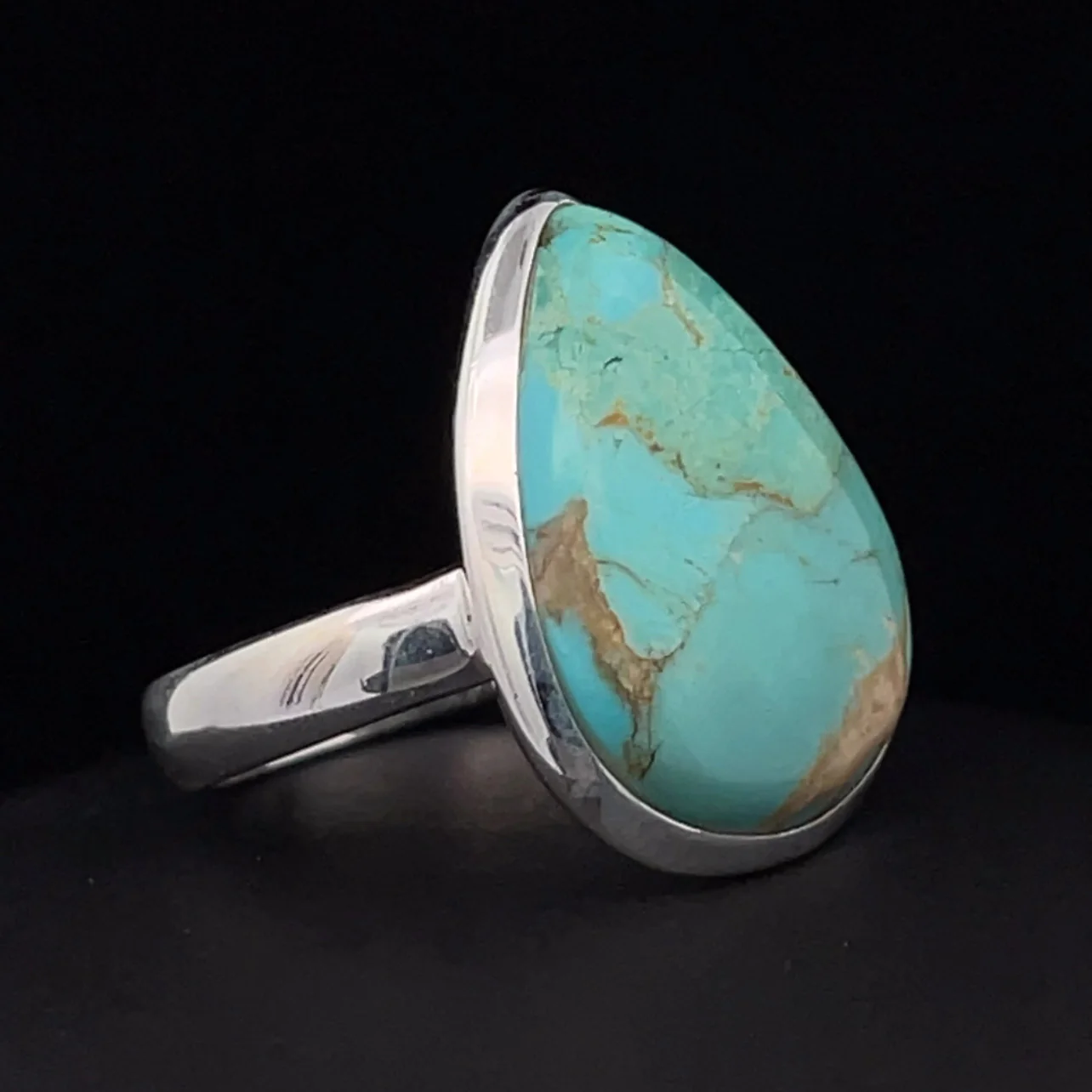 Sterling Silver Kingman Turquoise Ring Size 7 - Image 2
