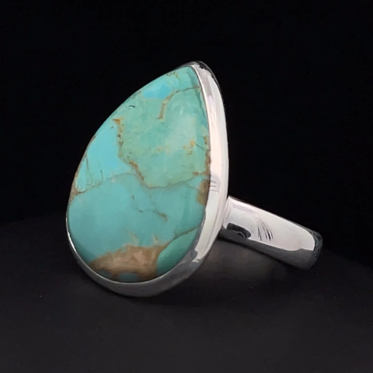 Sterling Silver Kingman Turquoise Ring Size 7 - Image 3