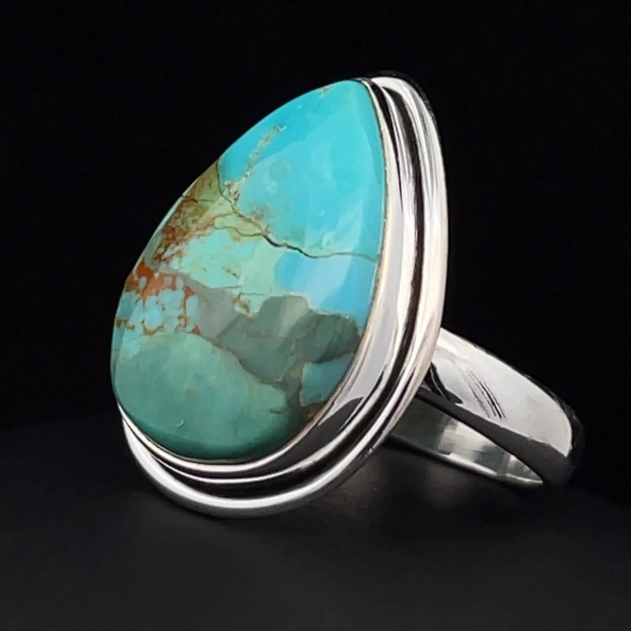 Sterling Silver Kingman Turquoise Ring Size 7 - Image 3