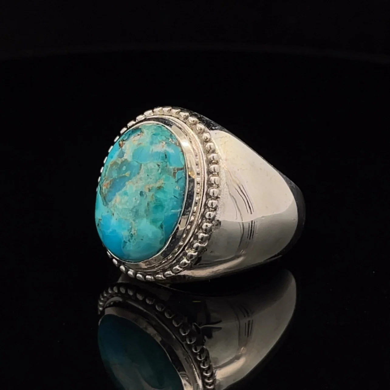 Sterling Silver Kingman Turquoise Ring Size 10 - Image 3