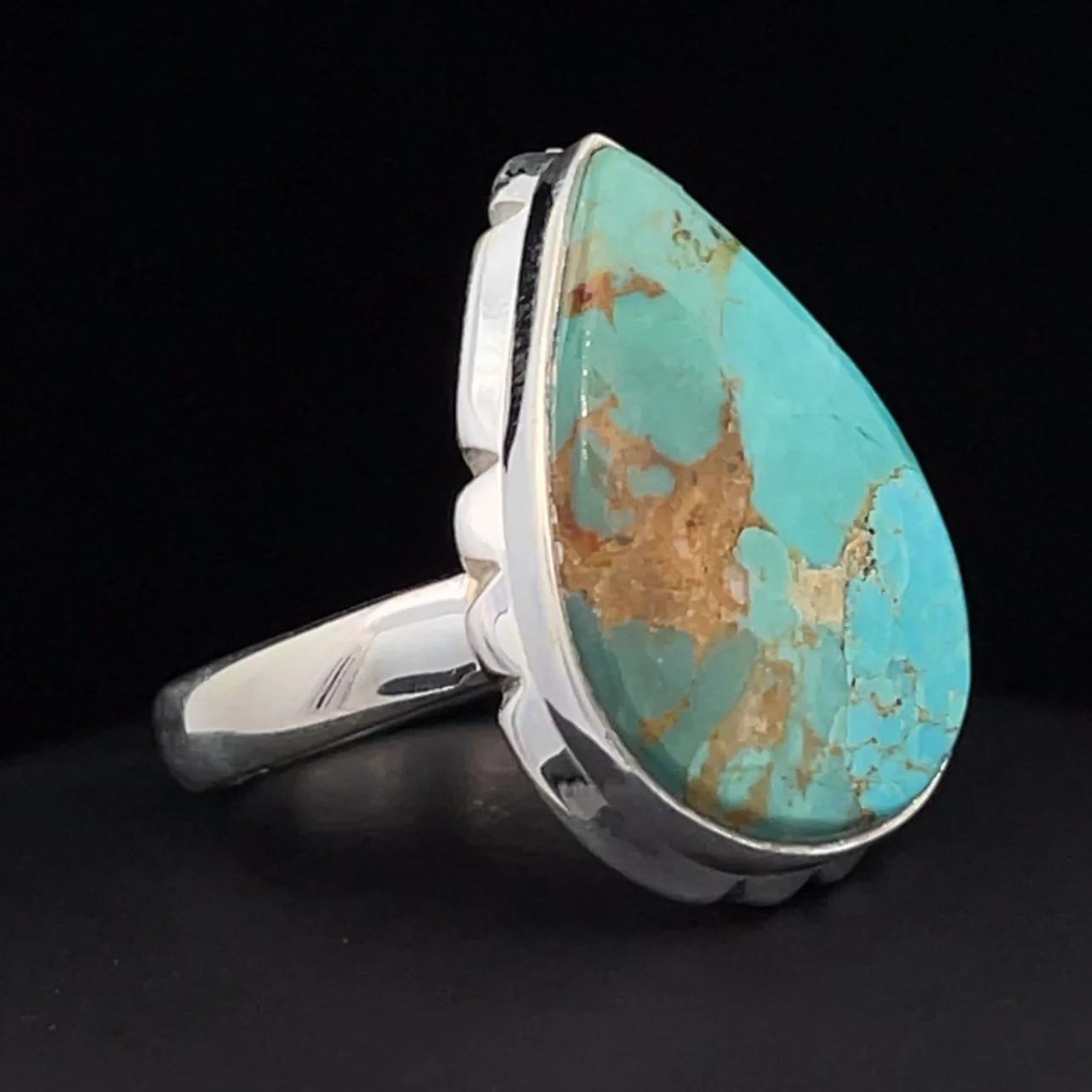 Sterling Silver Kingman Turquoise Ring Size 7 - Image 2