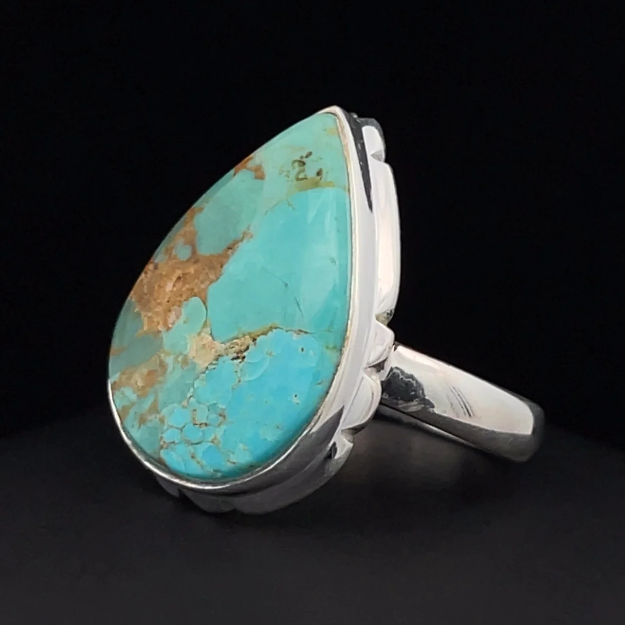 Sterling Silver Kingman Turquoise Ring Size 7 - Image 3