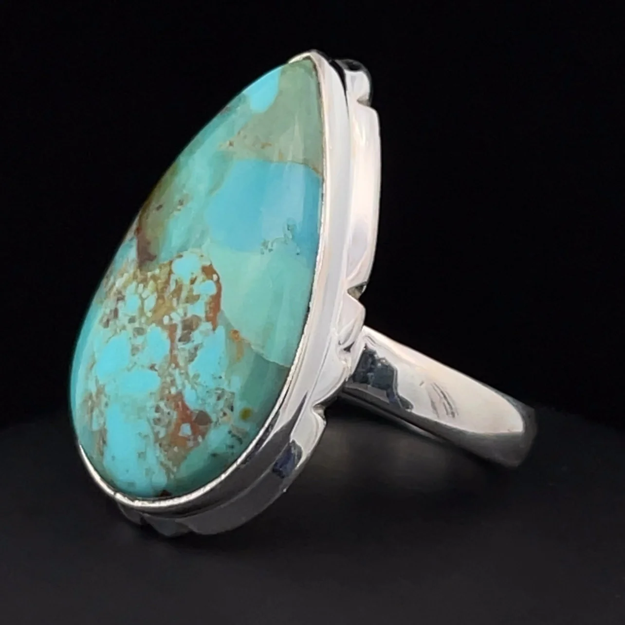 Sterling Silver Kingman Turquoise Ring Size 7 - Image 3