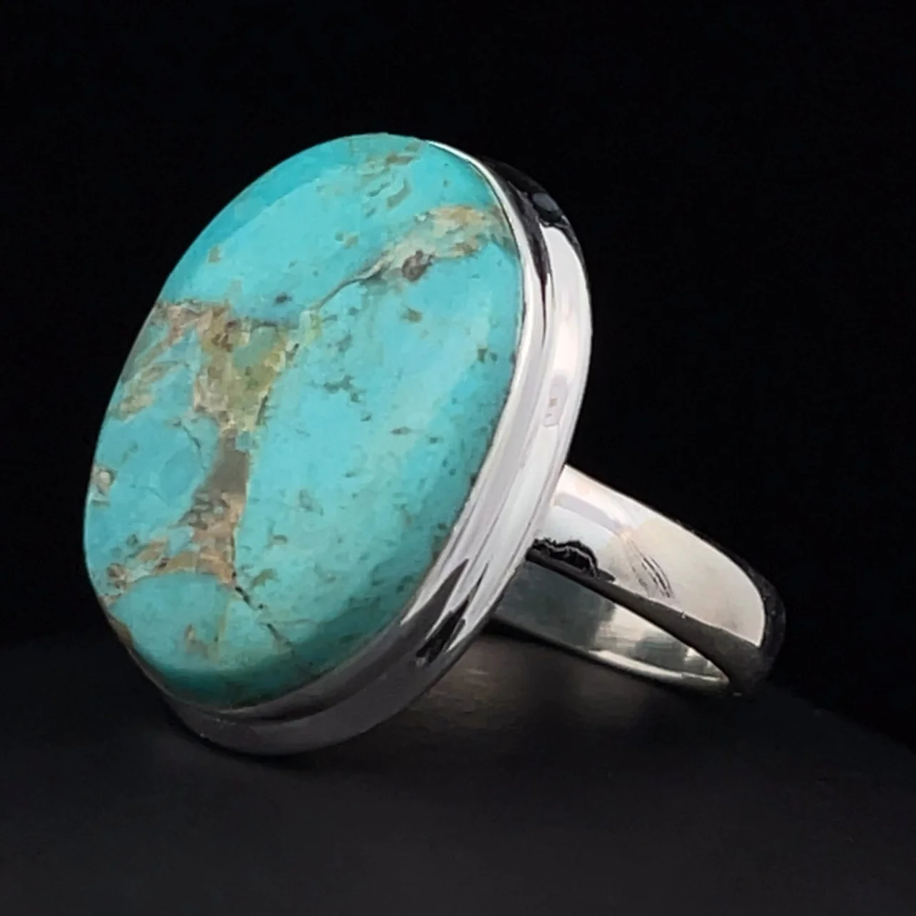 Sterling Silver Kingman Turquoise Ring Size 7 - Image 3