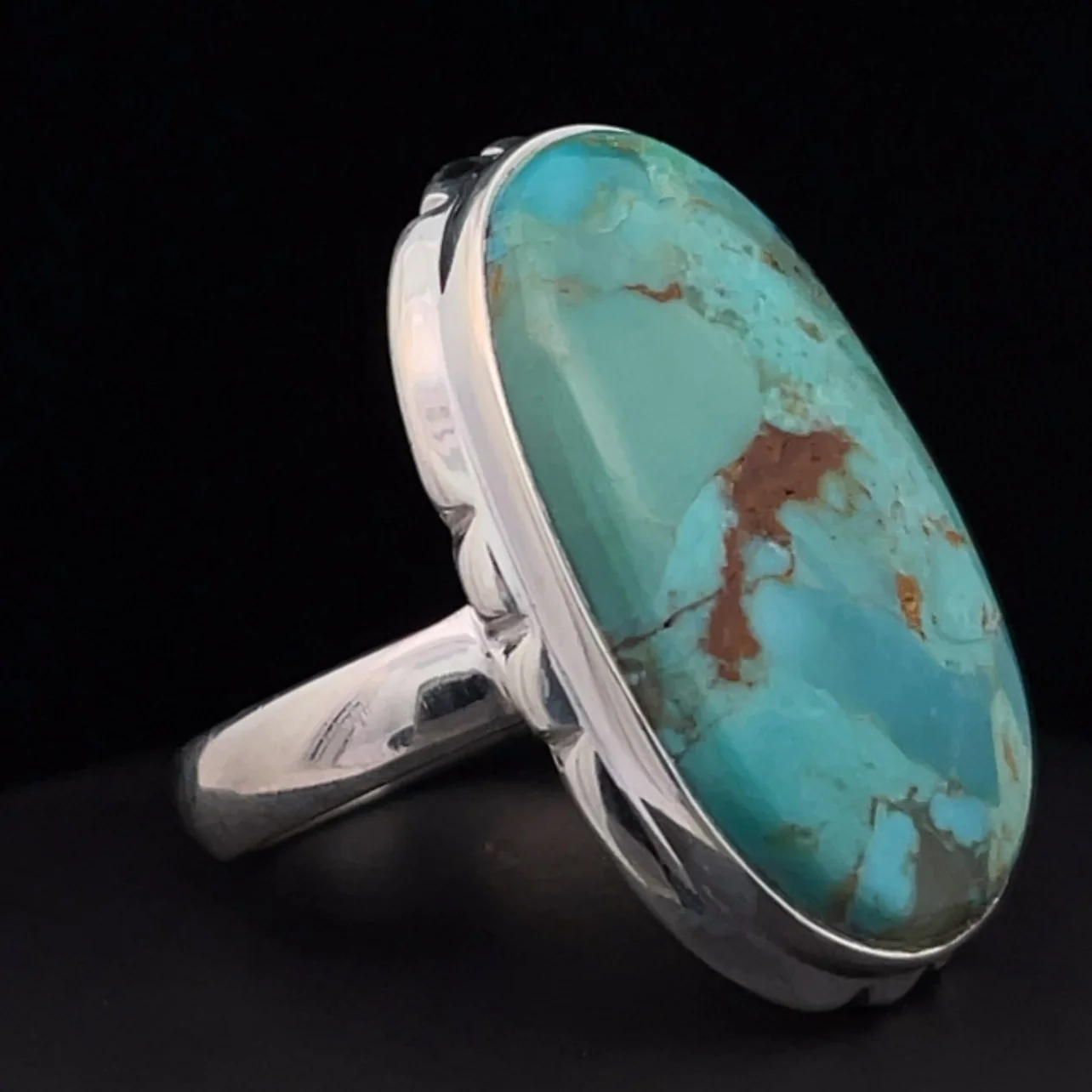 Sterling Silver Kingman Turquoise Ring Size 7 - Image 2