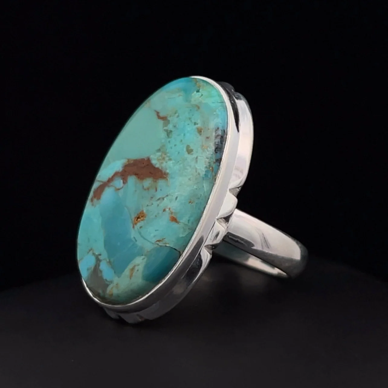 Sterling Silver Kingman Turquoise Ring Size 7 - Image 3