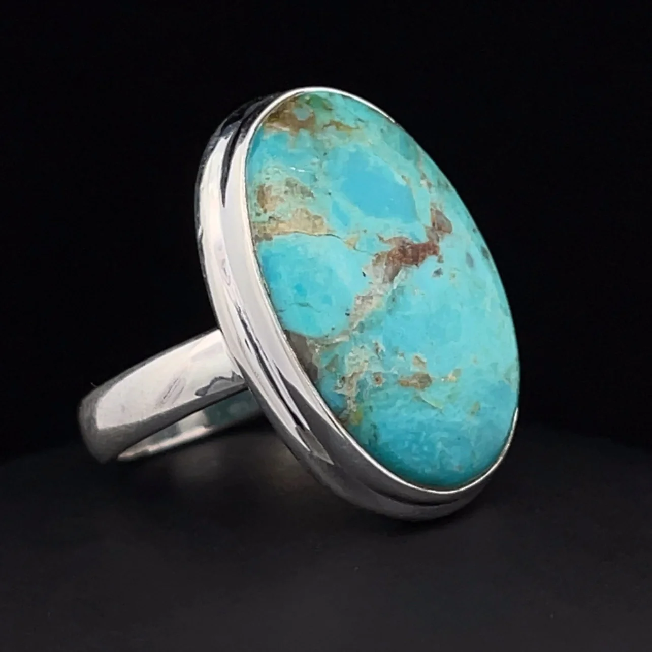 Sterling Silver Kingman Turquoise Ring Size 7 - Image 2