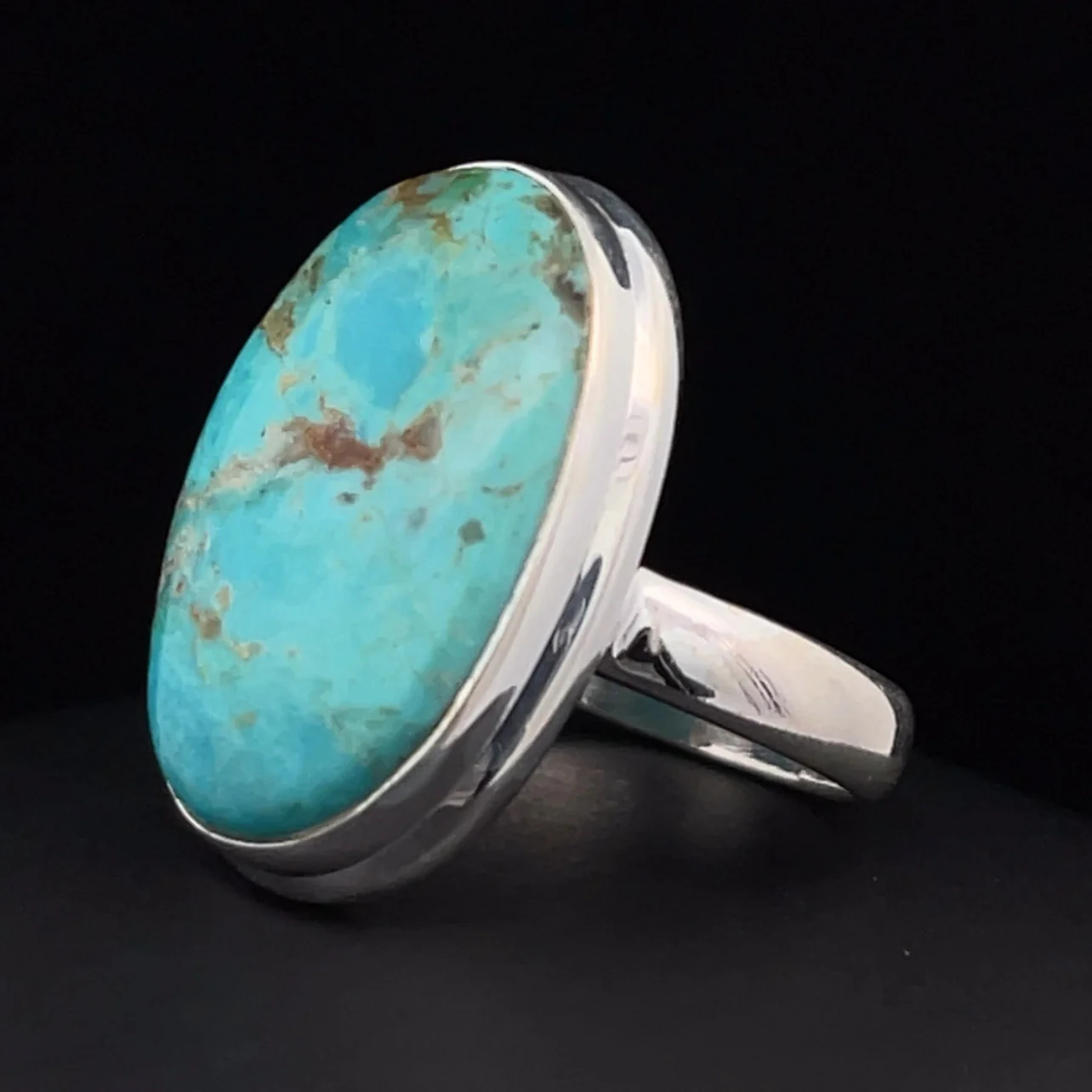 Sterling Silver Kingman Turquoise Ring Size 7 - Image 3