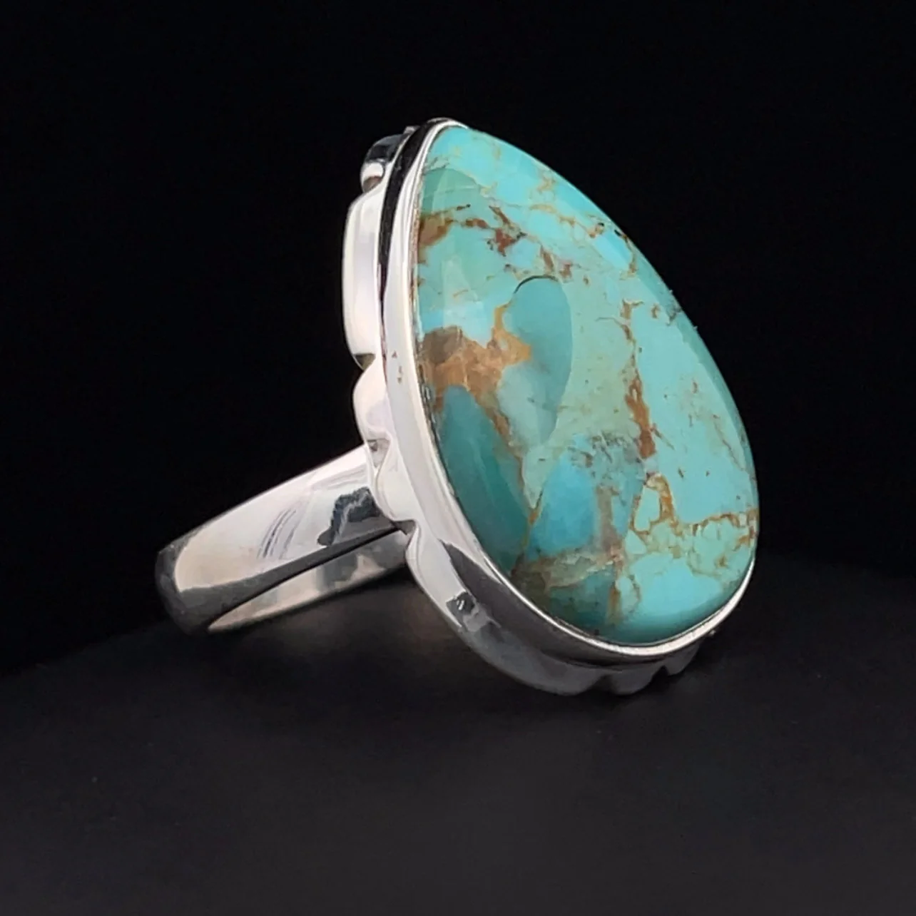Sterling Silver Kingman Turquoise Ring Size 7 - Image 2