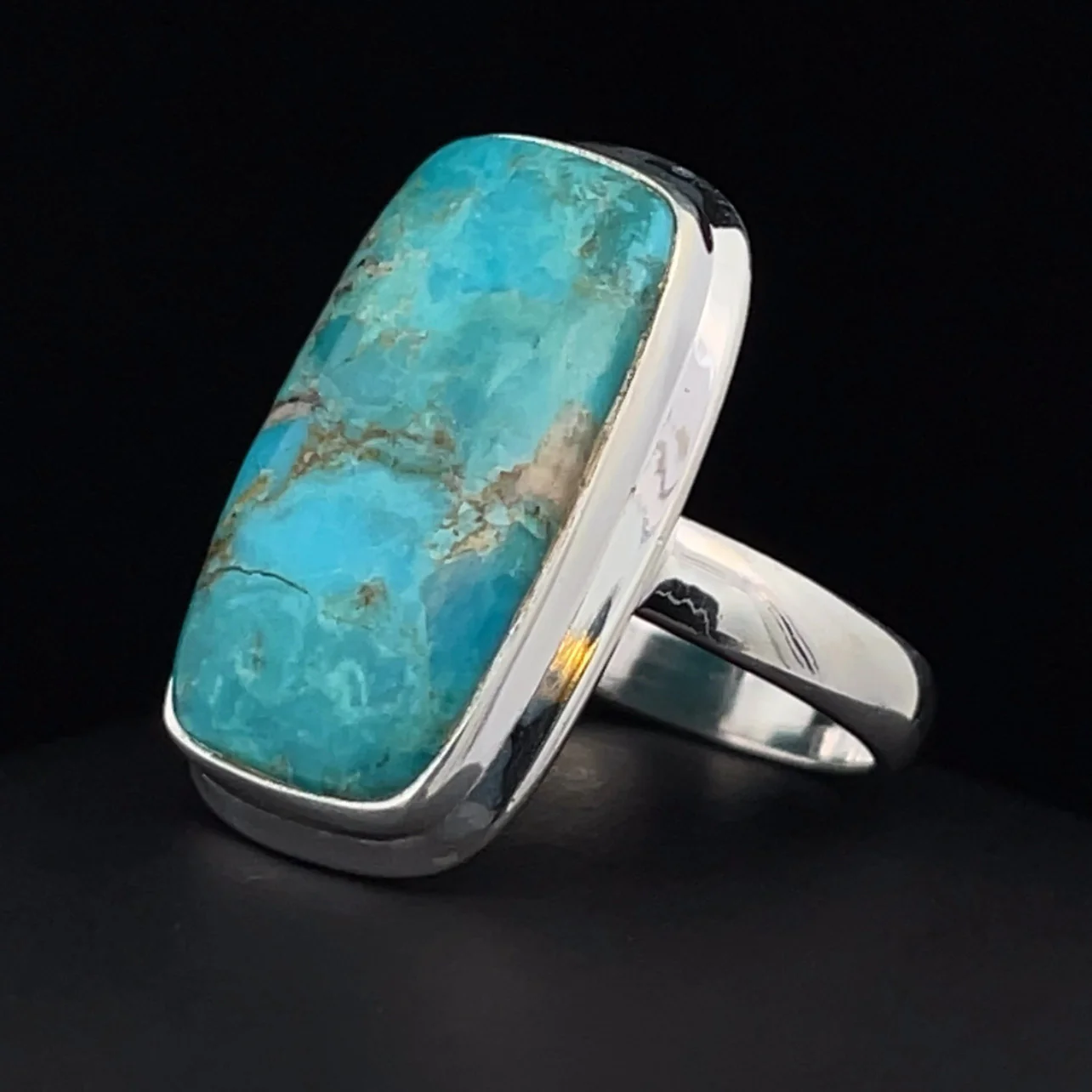 Sterling Silver Kingman Turquoise Ring Size 7 - Image 3