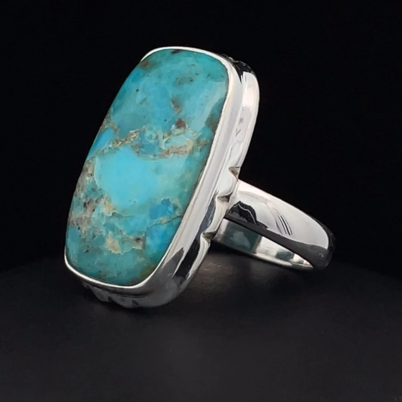 Sterling Silver Kingman Turquoise Ring Size 7 - Image 3
