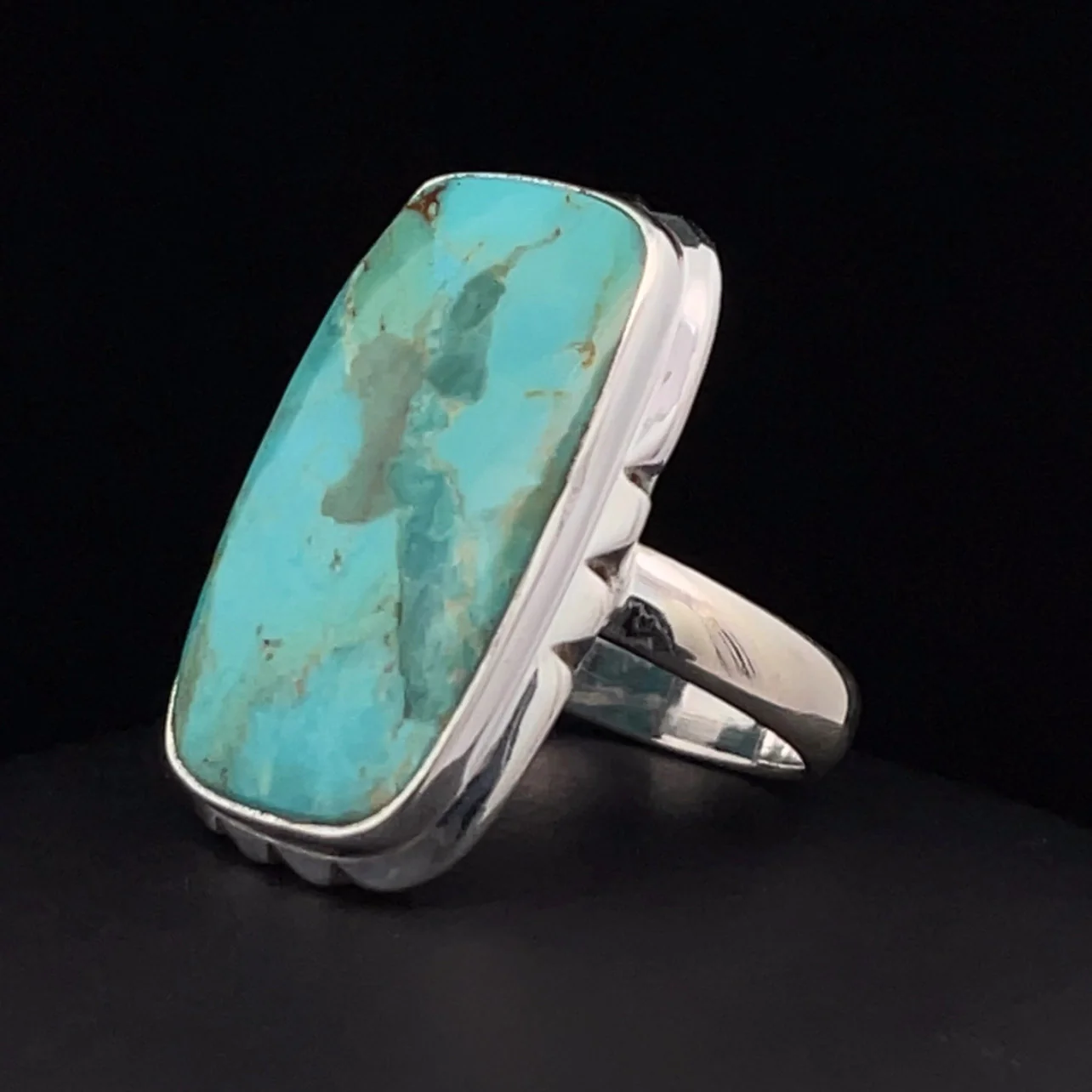 Sterling Silver Kingman Turquoise Ring Size 7 - Image 3