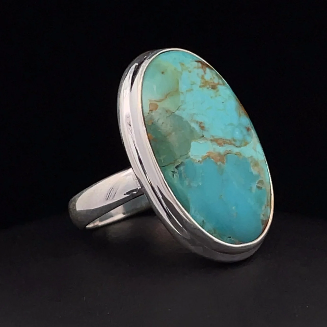 Sterling Silver Kingman Turquoise Ring Size 7 - Image 2